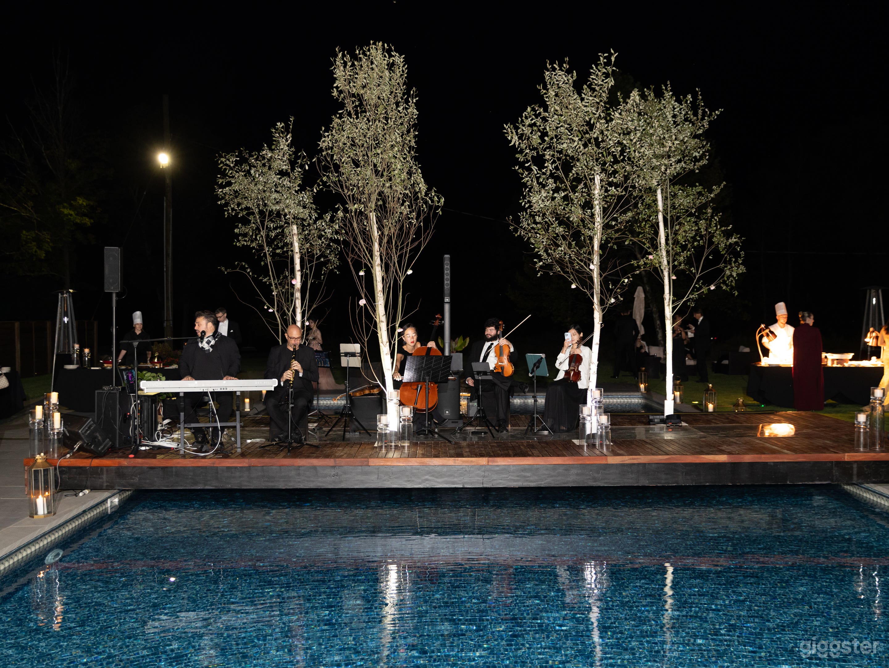 Optional bridge/stage over pool available 