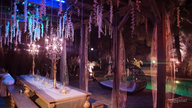  Set up for a Dinner event in a movie shoot  