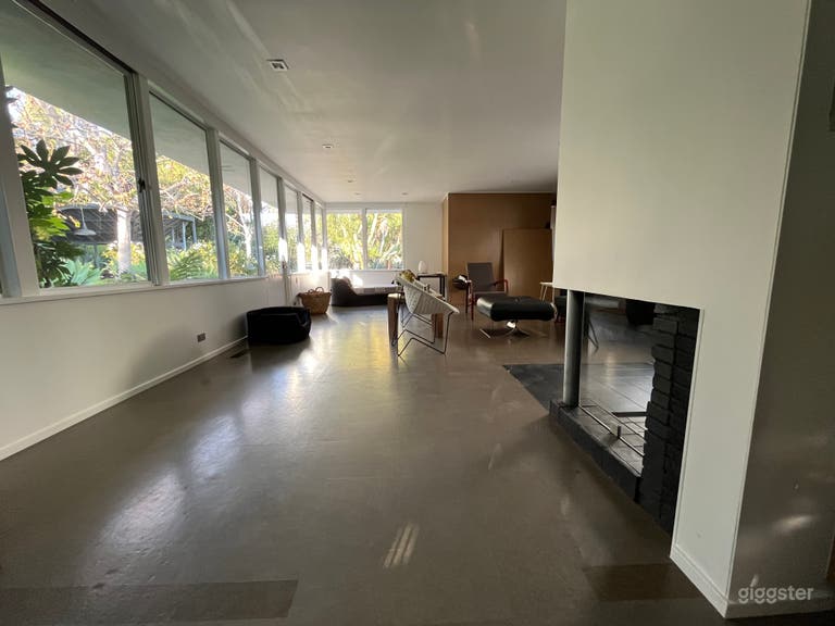  brick fireplace and open floor plan  