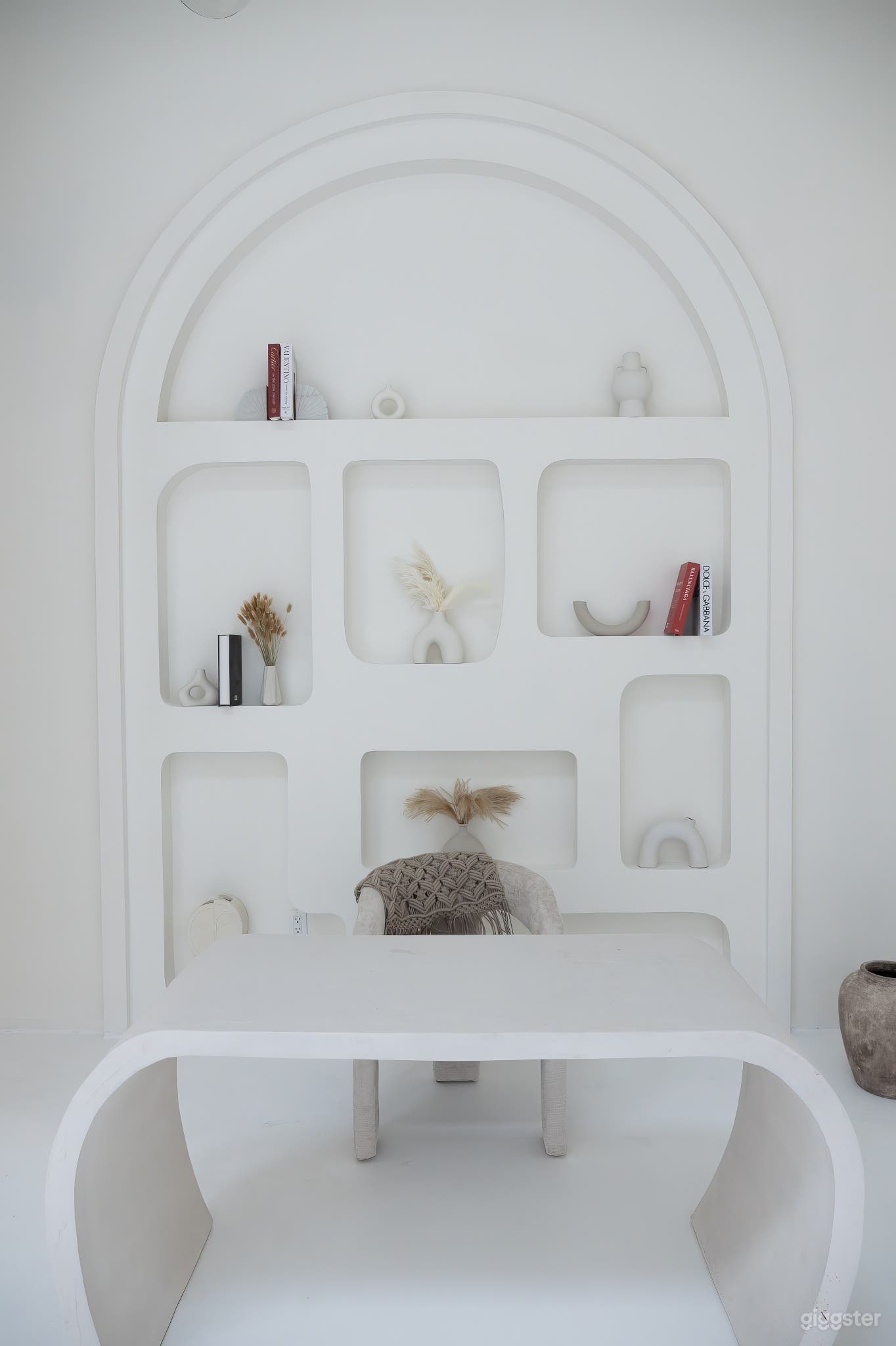 Our photo studio space adorned with captivating boho-inspired displays, perfect for infusing creativity and character into your shoots.