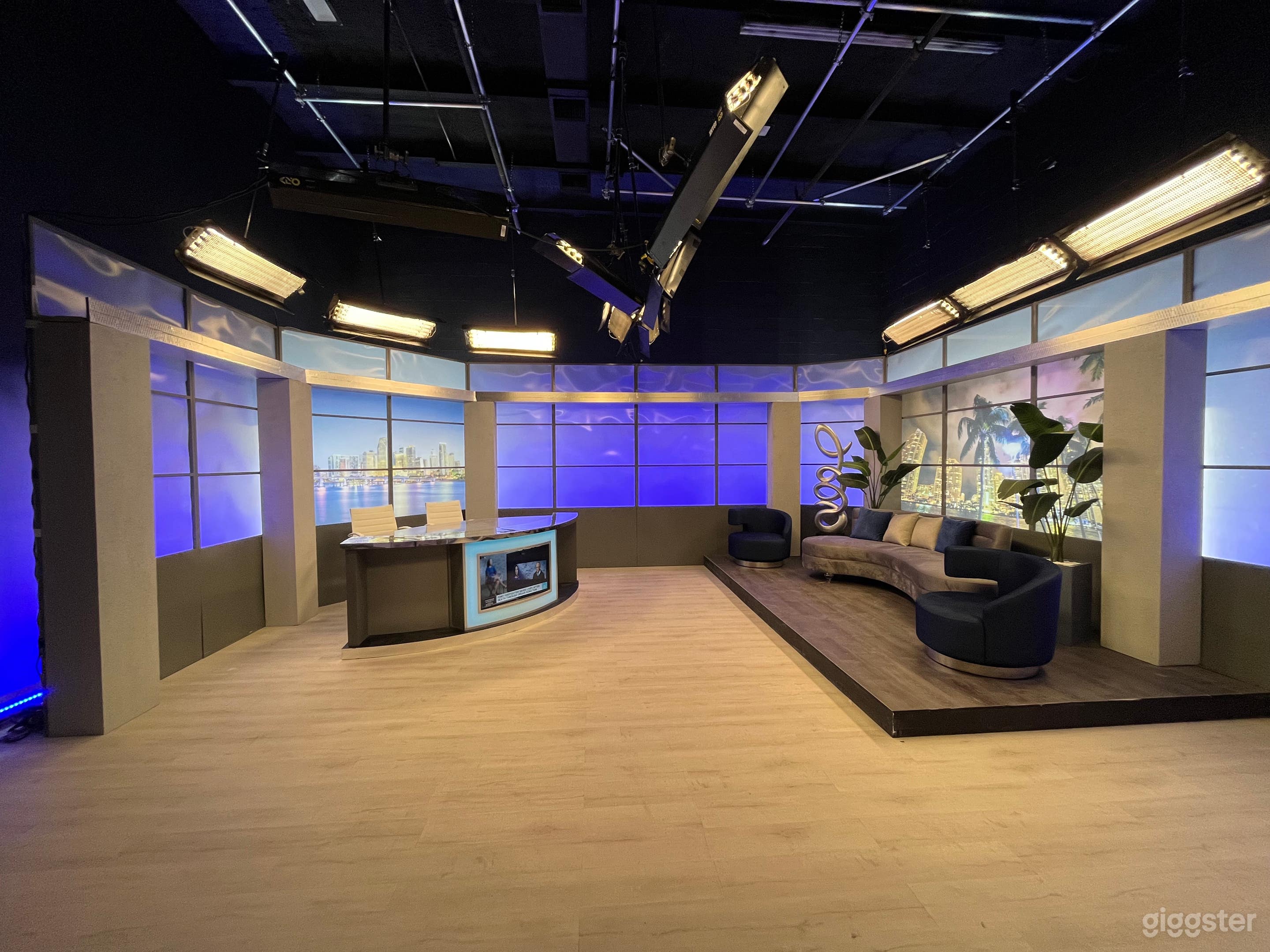 Broadcast Studio with News Desk &amp; Talk Show Set Photo 1