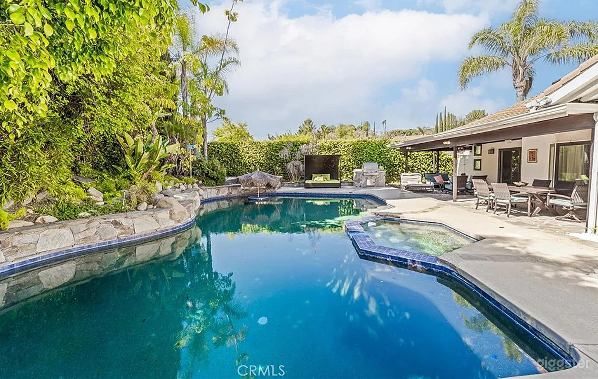 Scenic Outdoor Pool With Lush Garden Oasis Photo 1