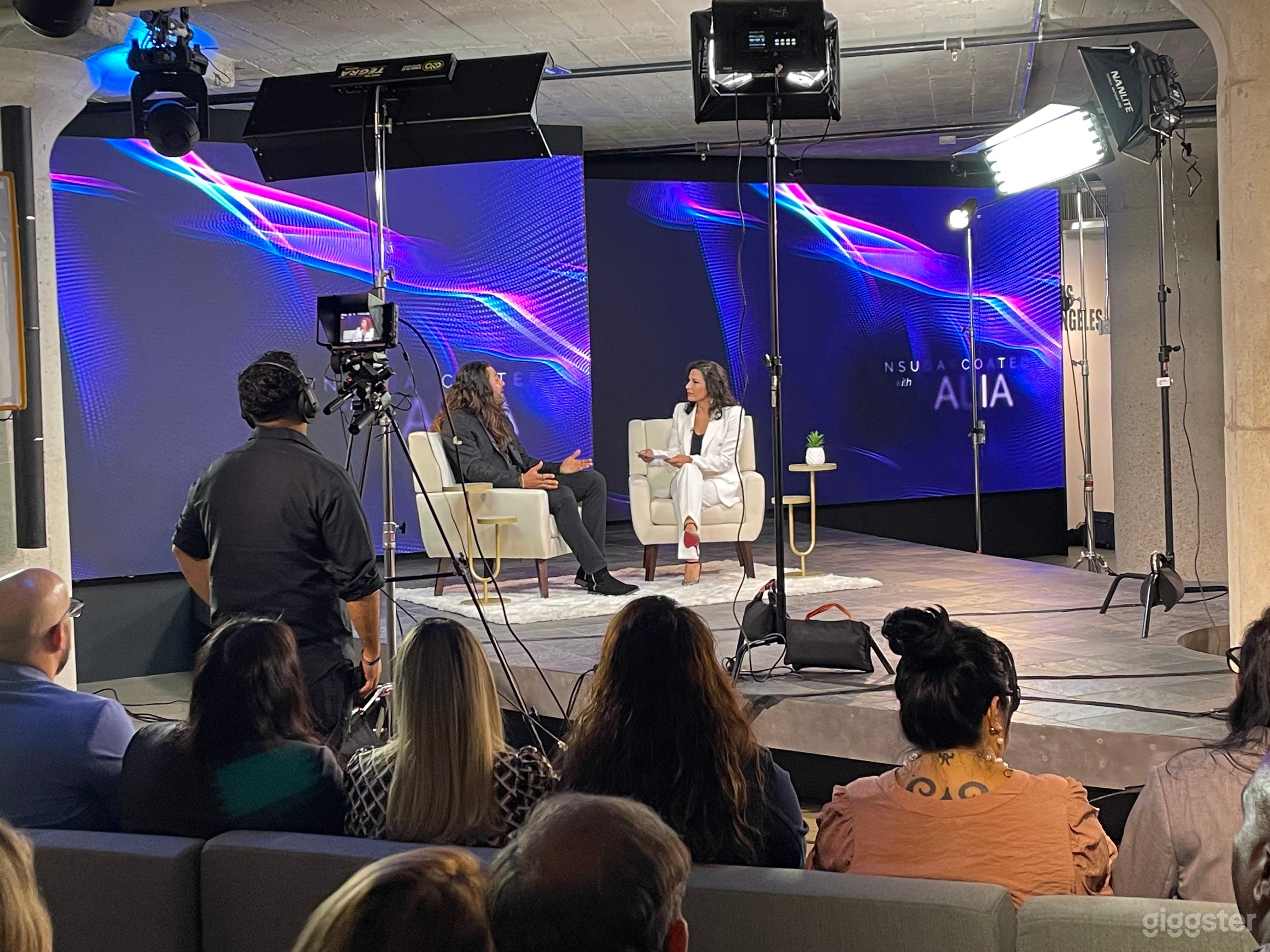 Stage and green room for productions