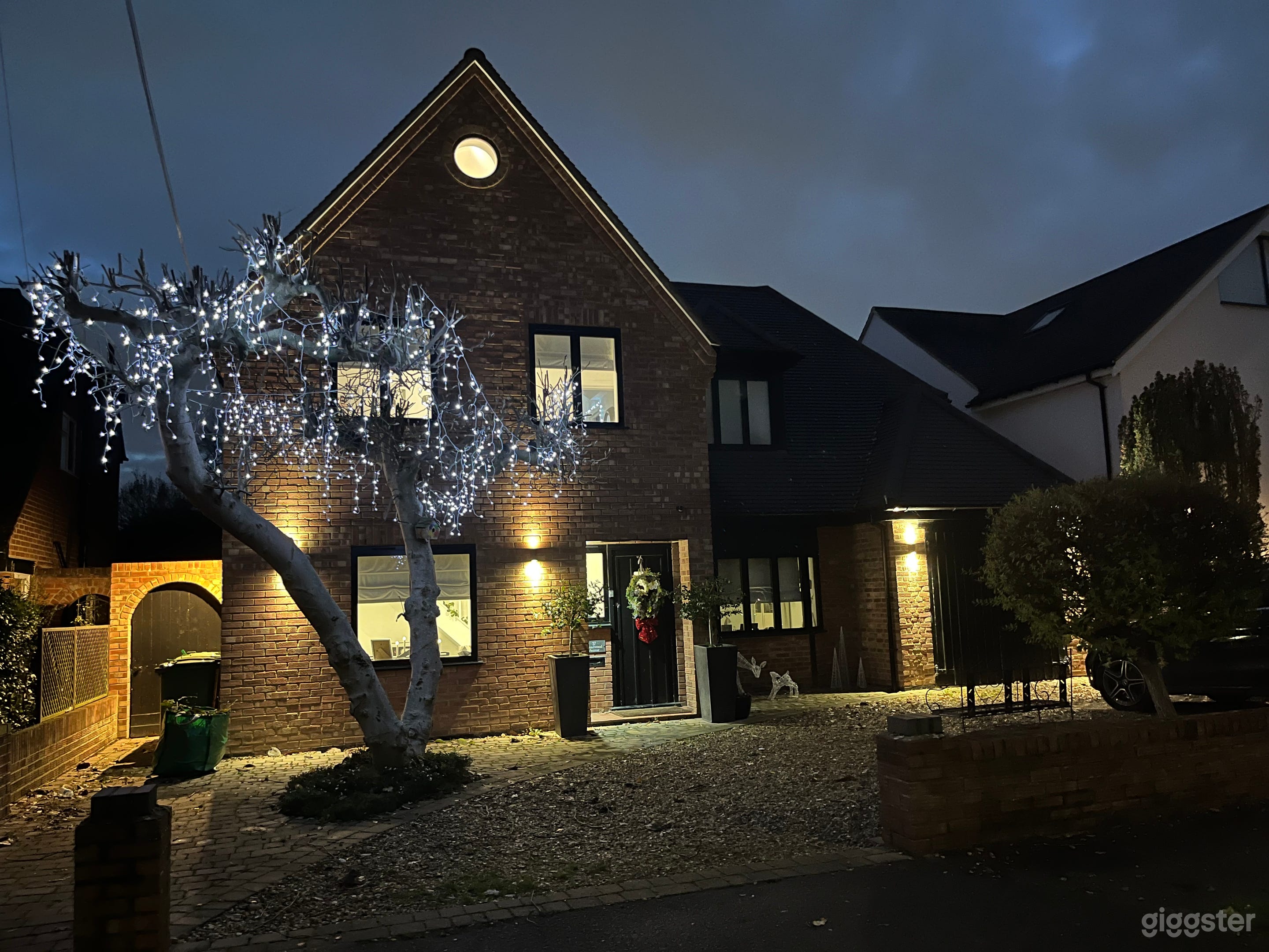 House at night.