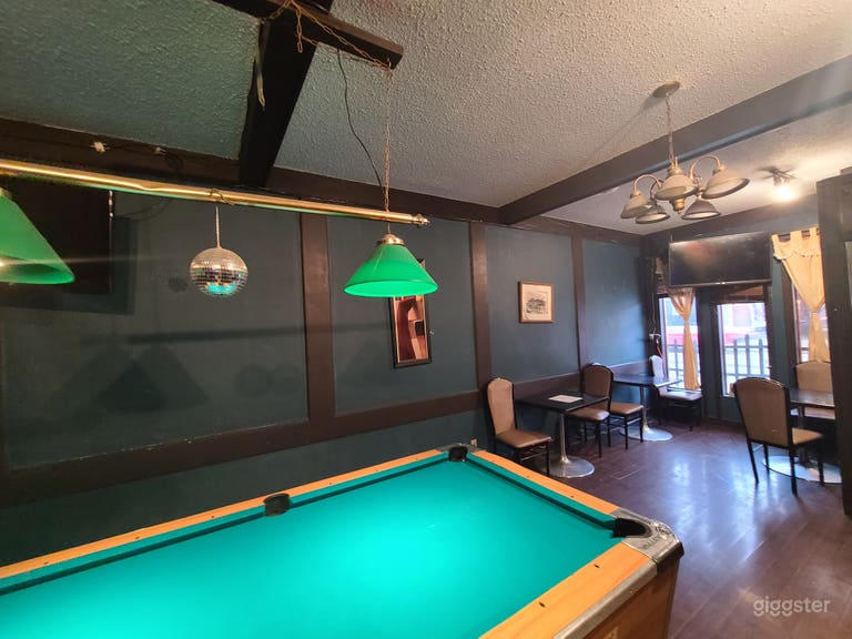  Pool Table with blue color wall 