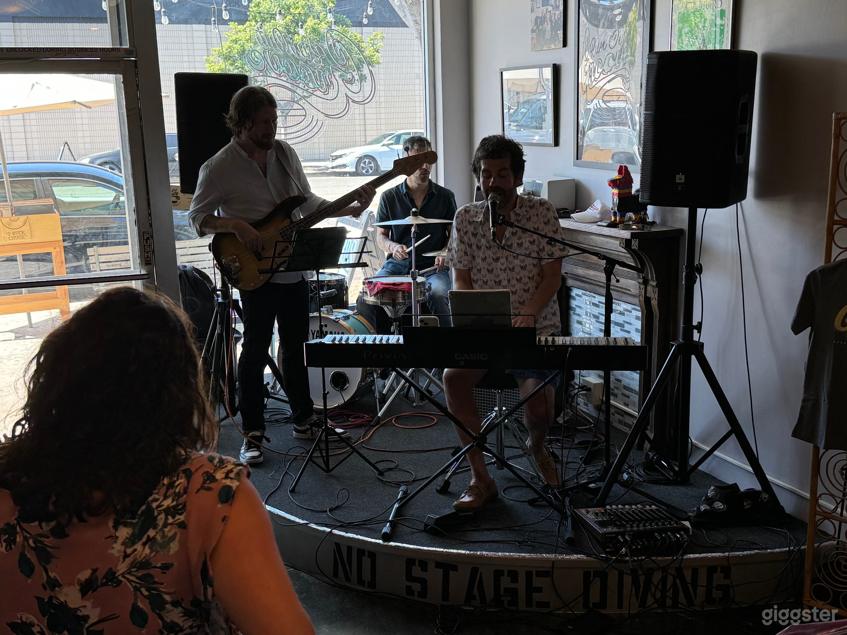 Stage has held a three piece rock band with drums!