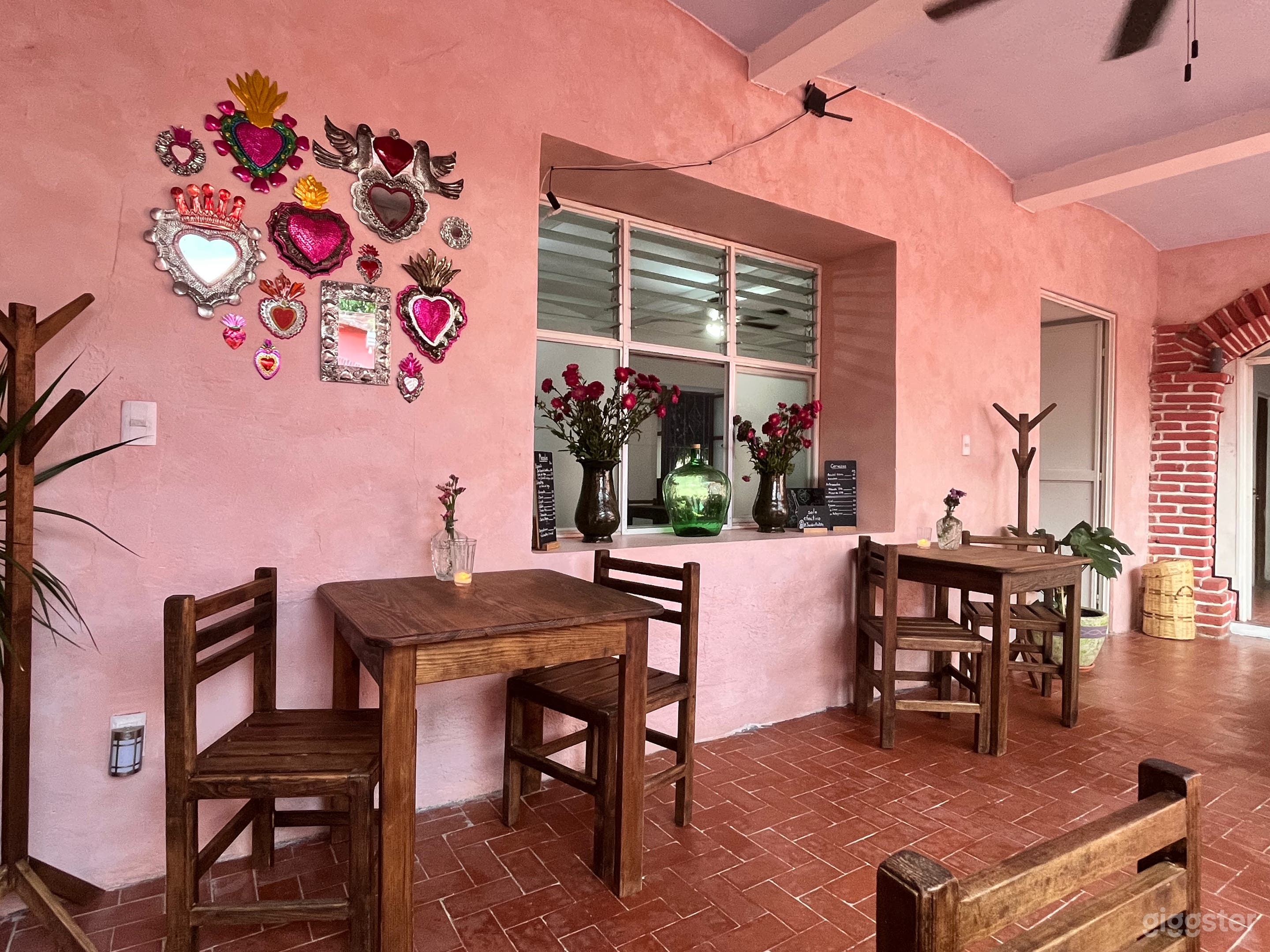 North covered patio, set up for dining