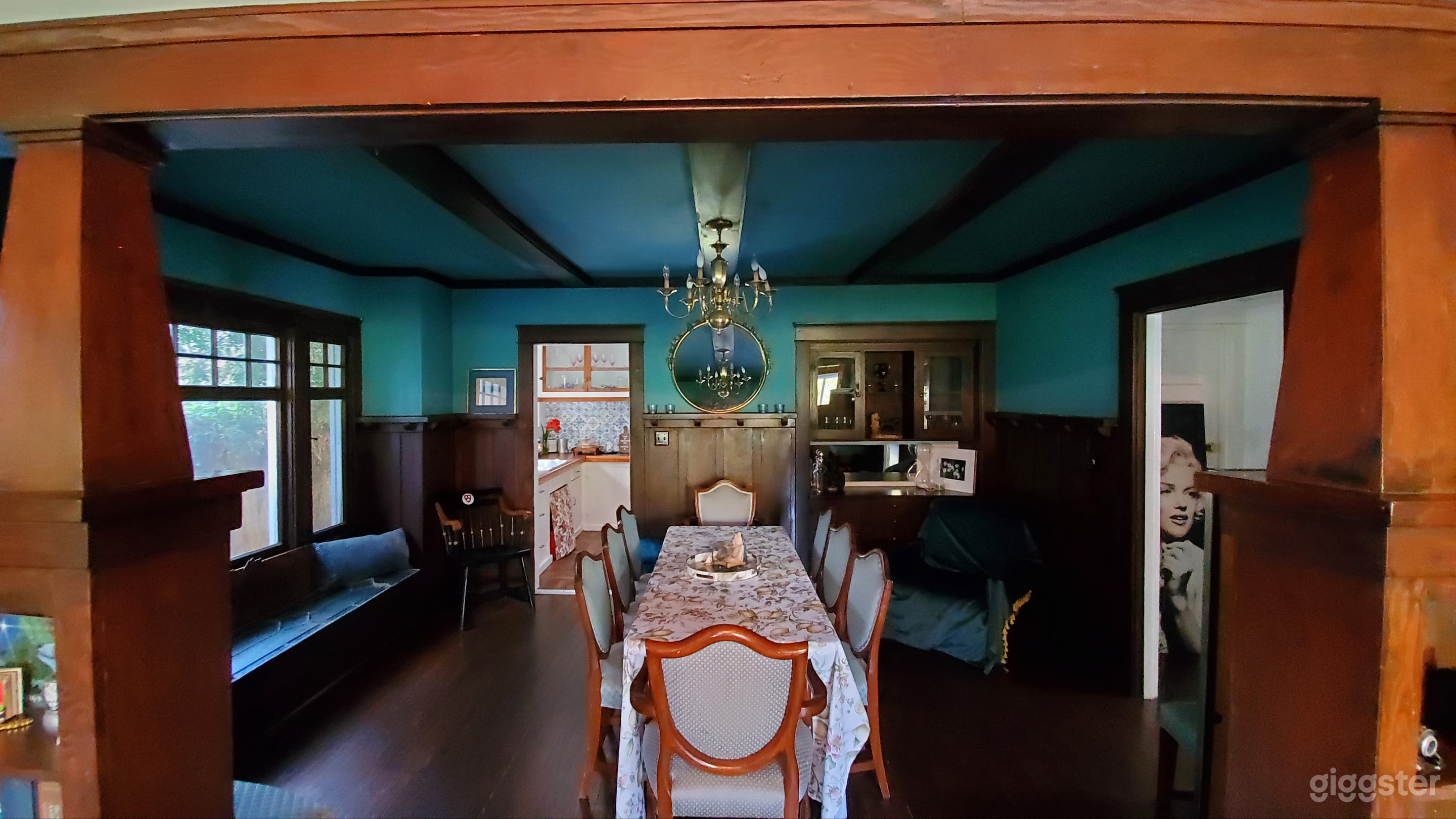 Dining room with original Craftsman wood details 