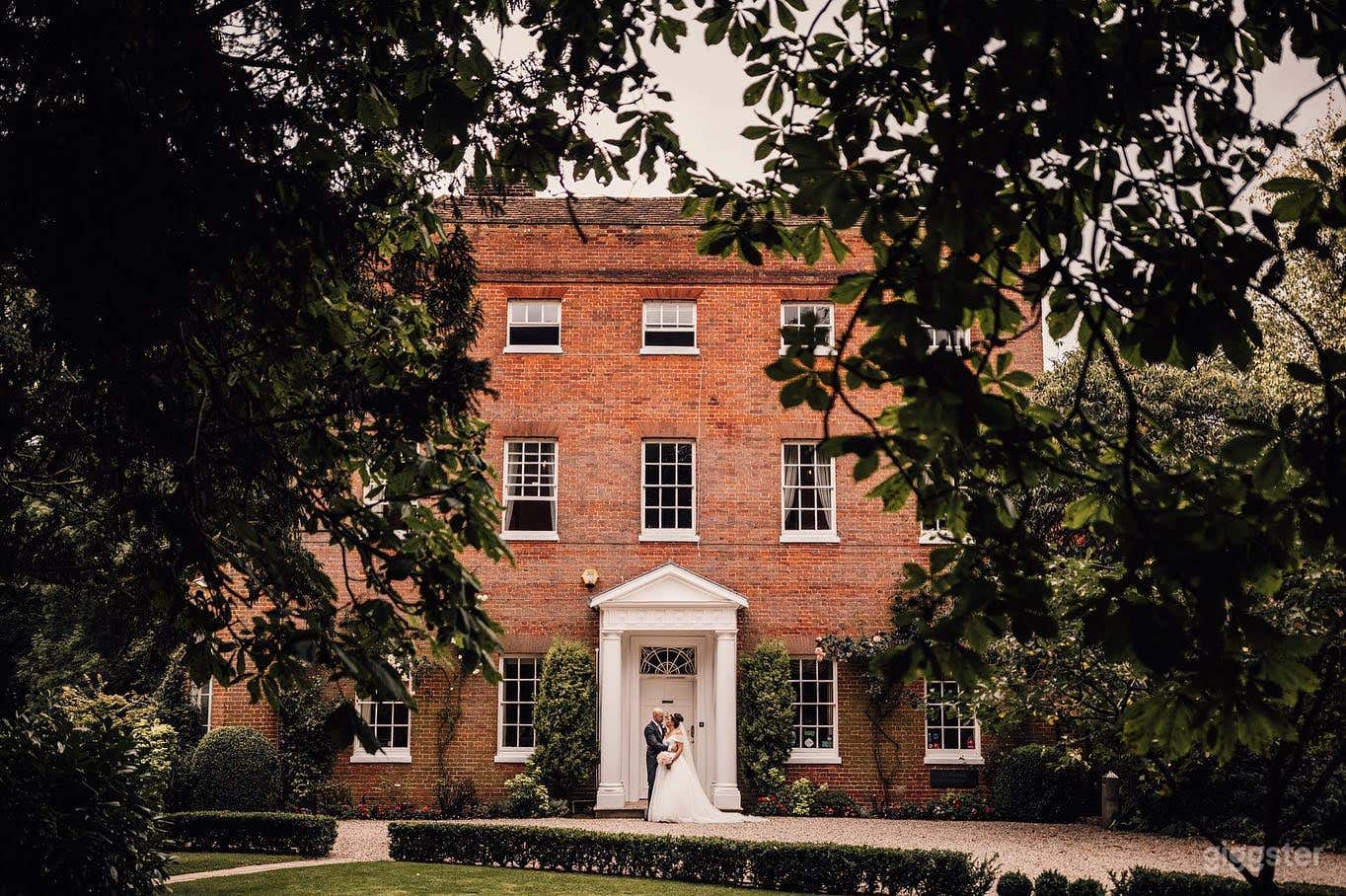 Outside the front of the house 