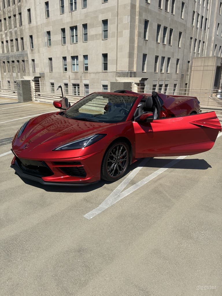  Corvette décapotable rouge – Accessoire photo premium pour créateurs 