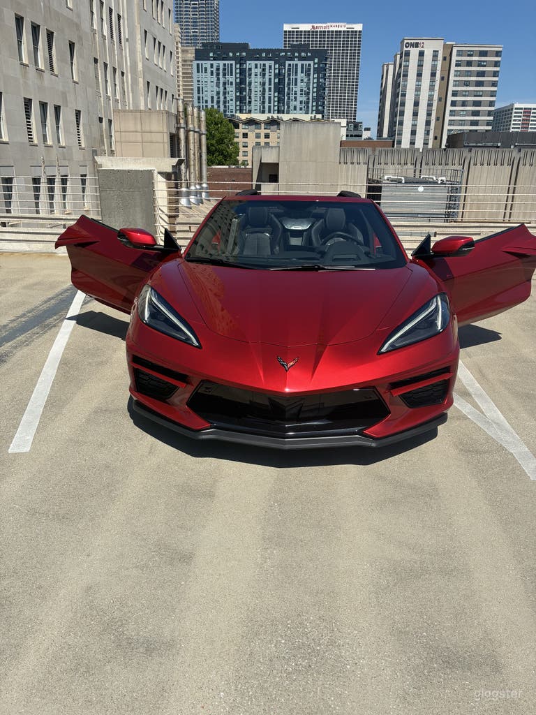  Corvette décapotable rouge – Accessoire photo premium pour créateurs 