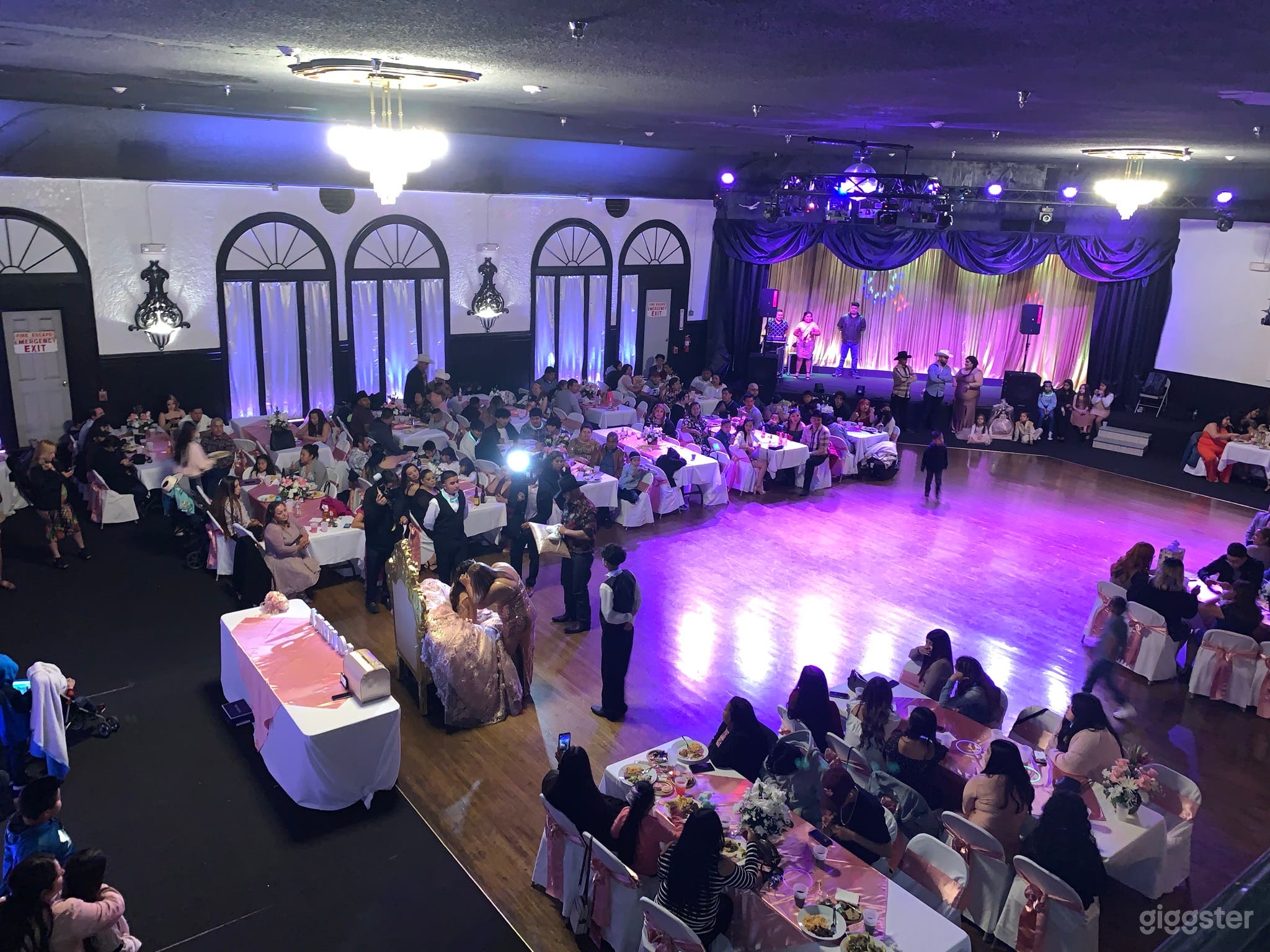 Great stage and dance floor for music videos.