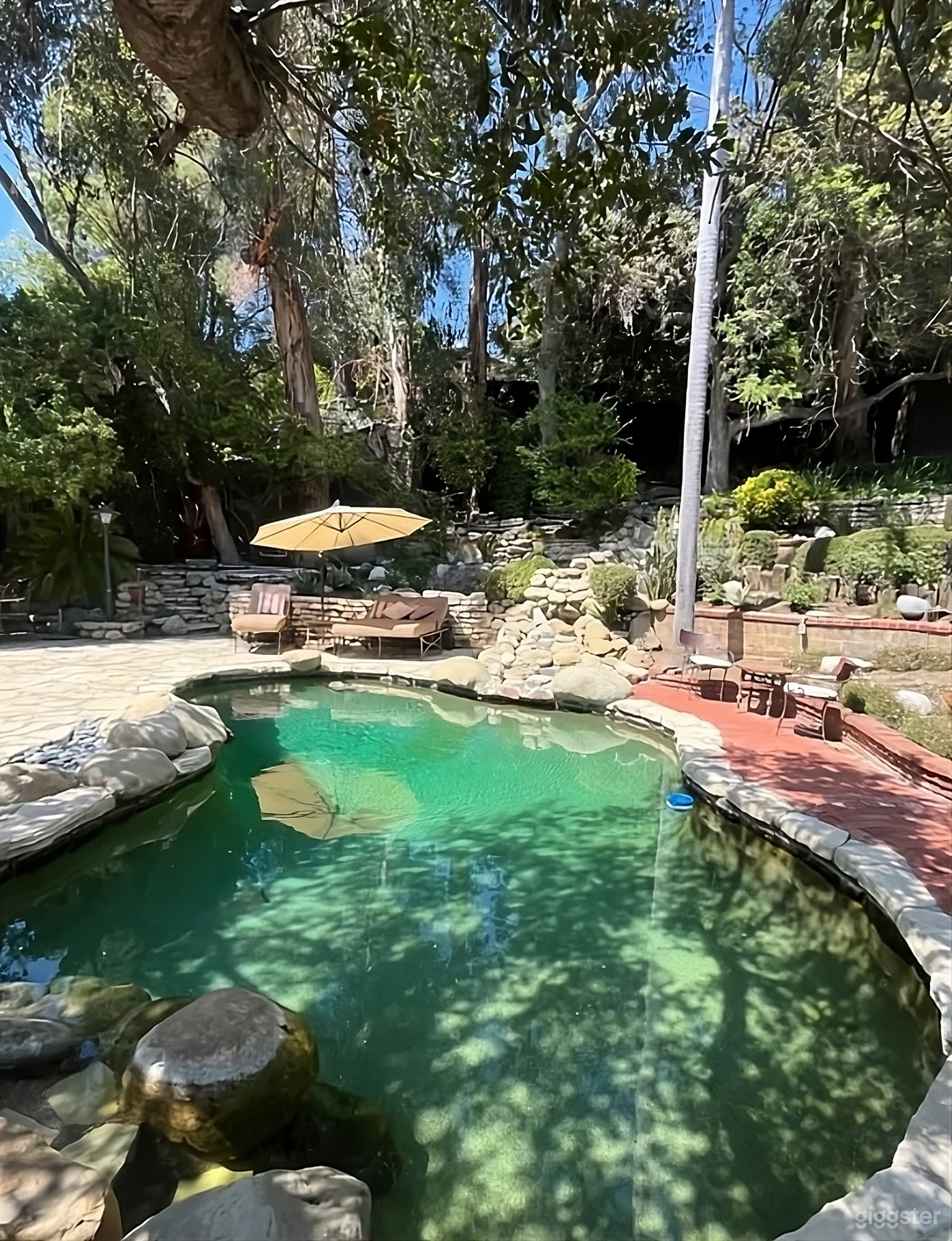 Enchanting Terraced Backyard with Stone Pool Photo 1