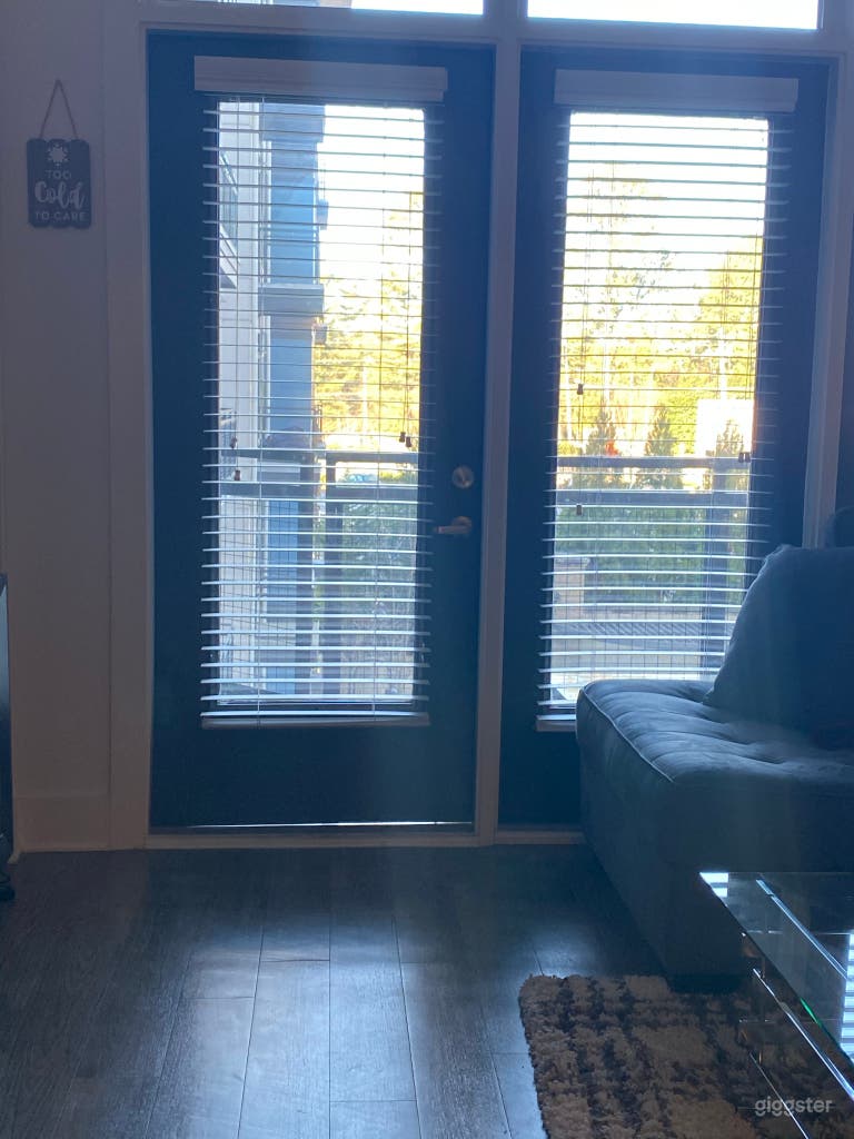  Floor to ceiling windows with access door to patio. 