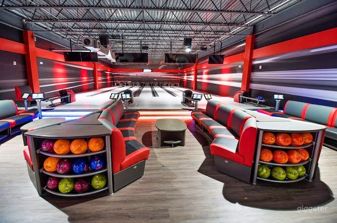 Bowling Lanes with Relaxing Couch Photo 1
