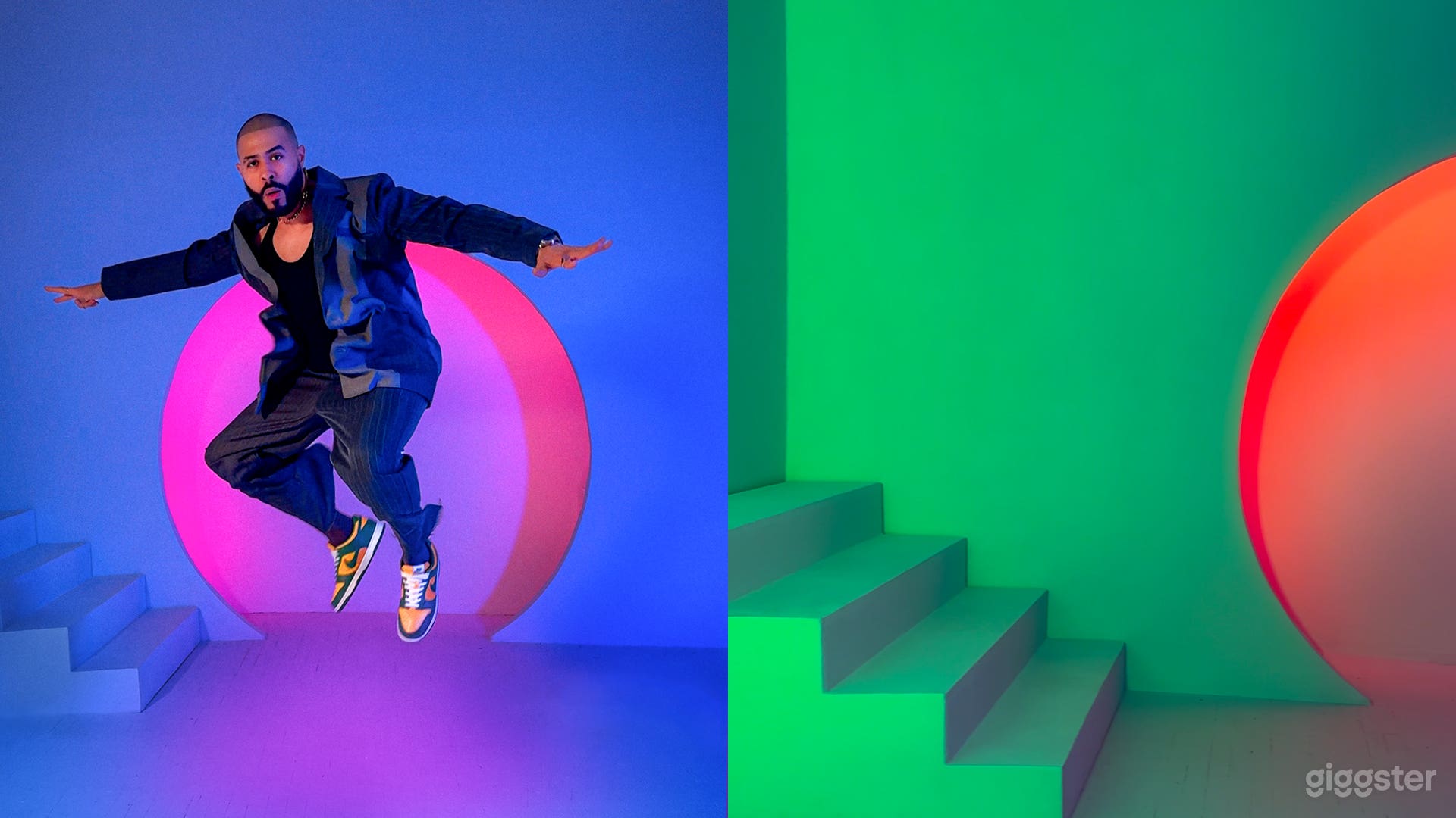 Minimal Circle Wall Studio with LED Color Lights Photo 1