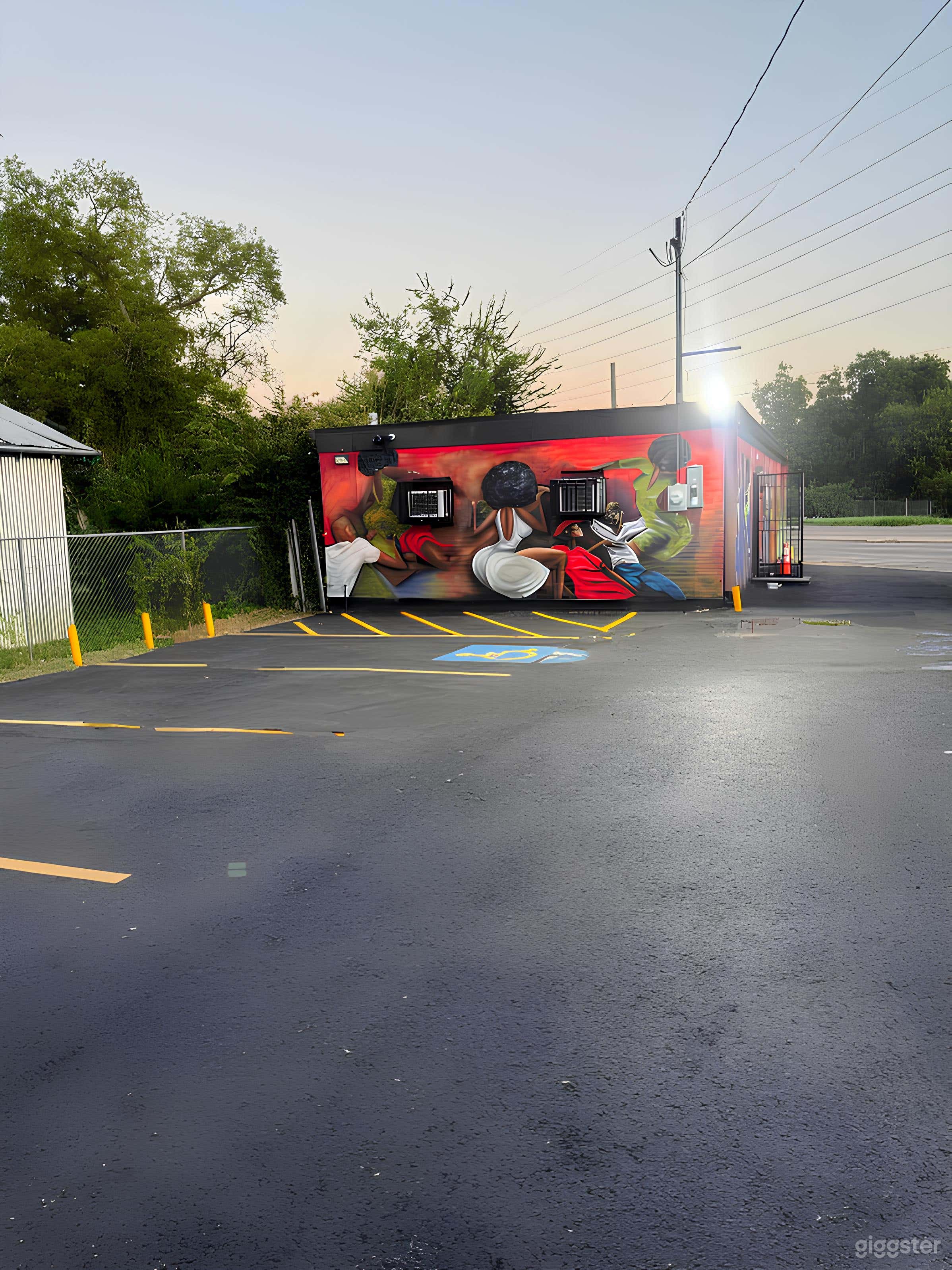 Vibrant Courtyard with Mural Walls Photo 4