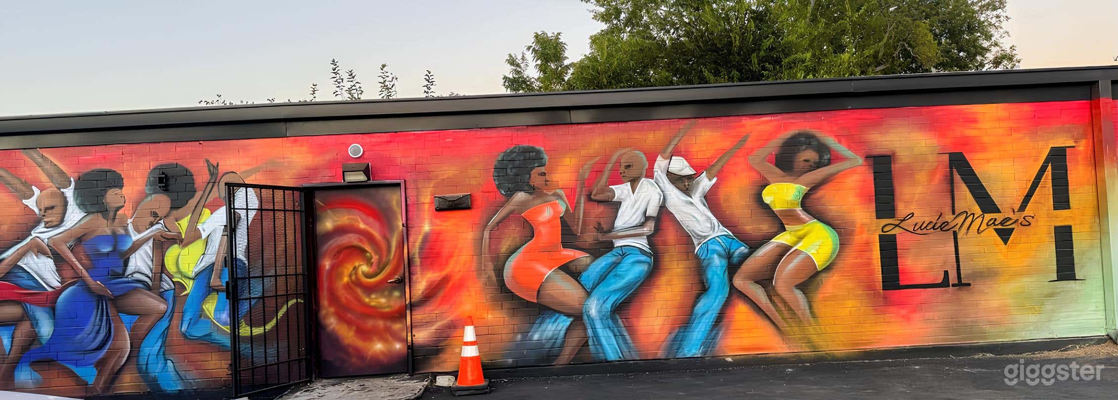 Vibrant Courtyard with Mural Walls Photo 1