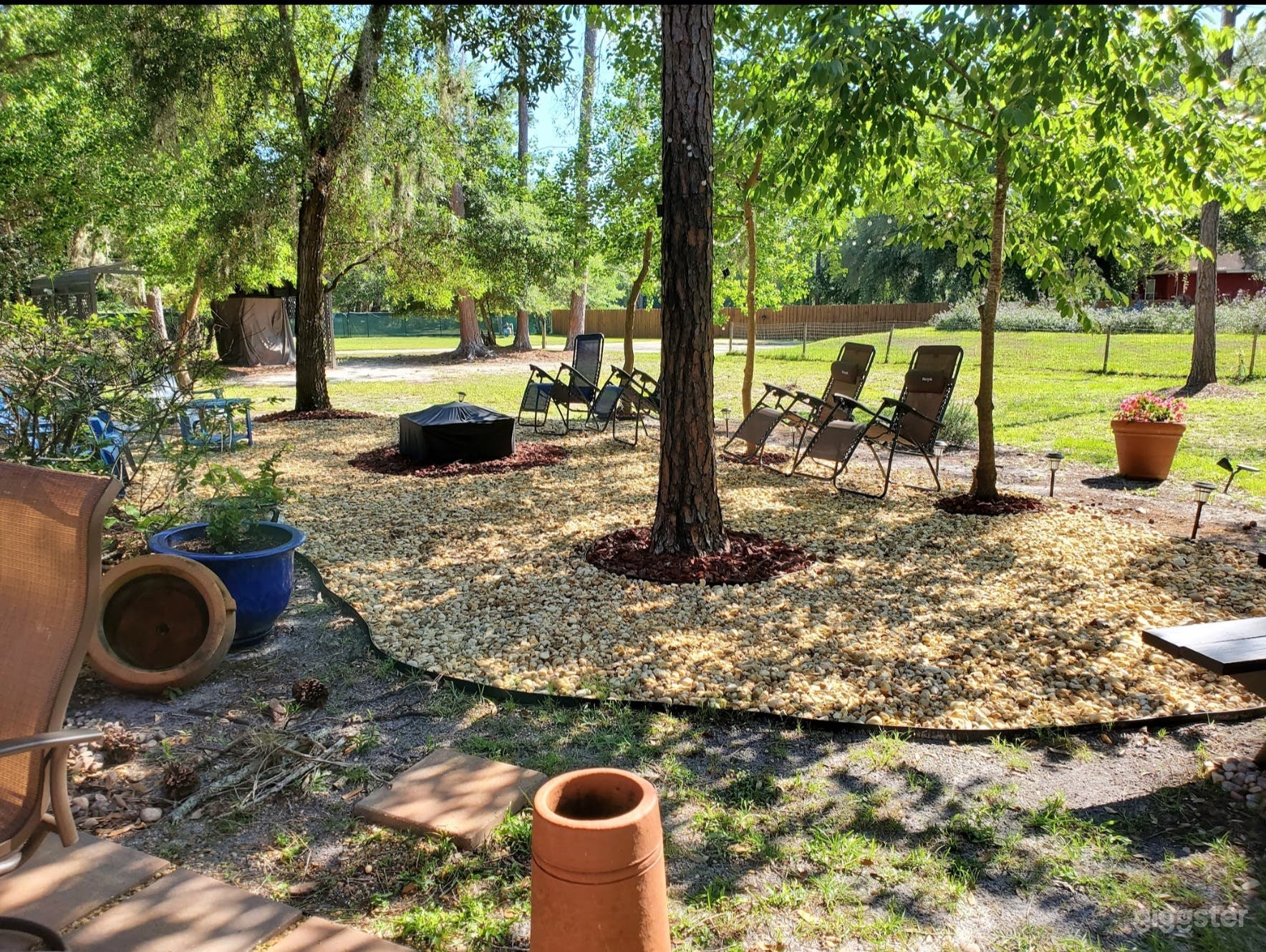 Firepit and chairs.