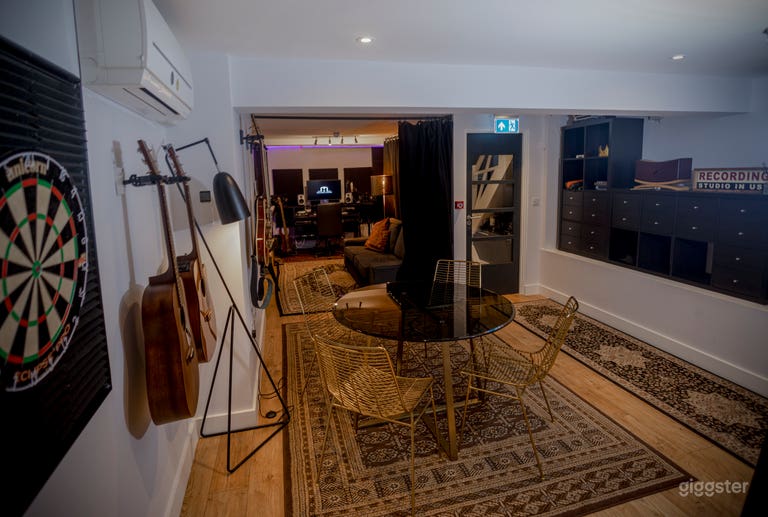  Basement recording studio and seating area 