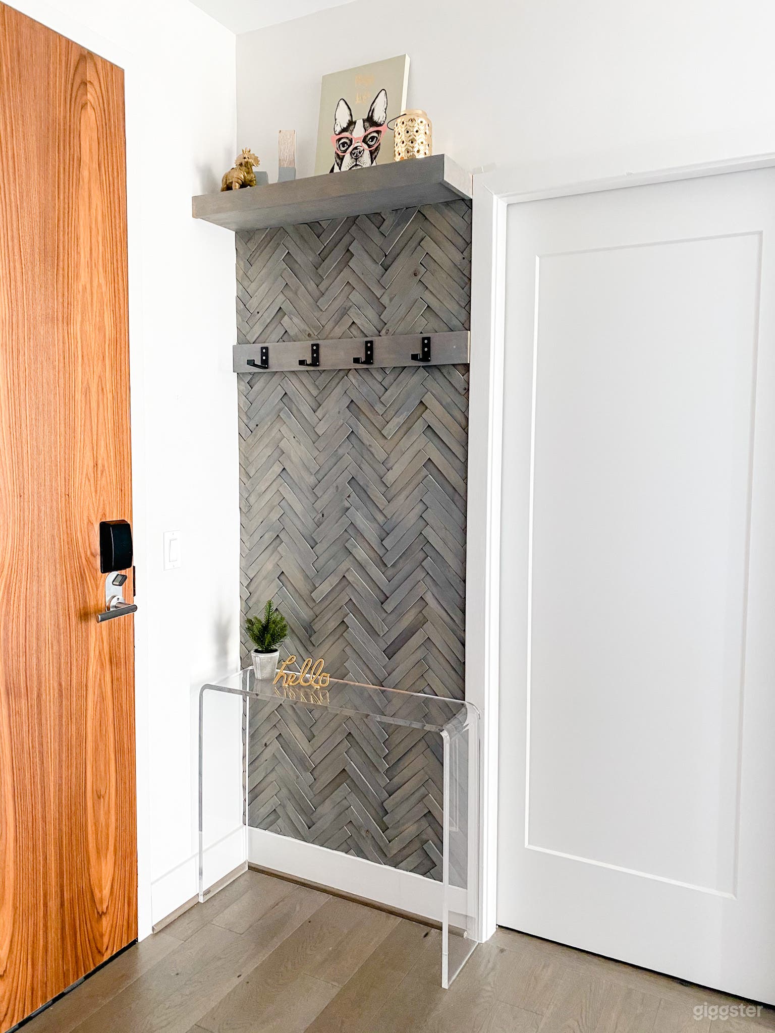 Entry door and custom feature wall