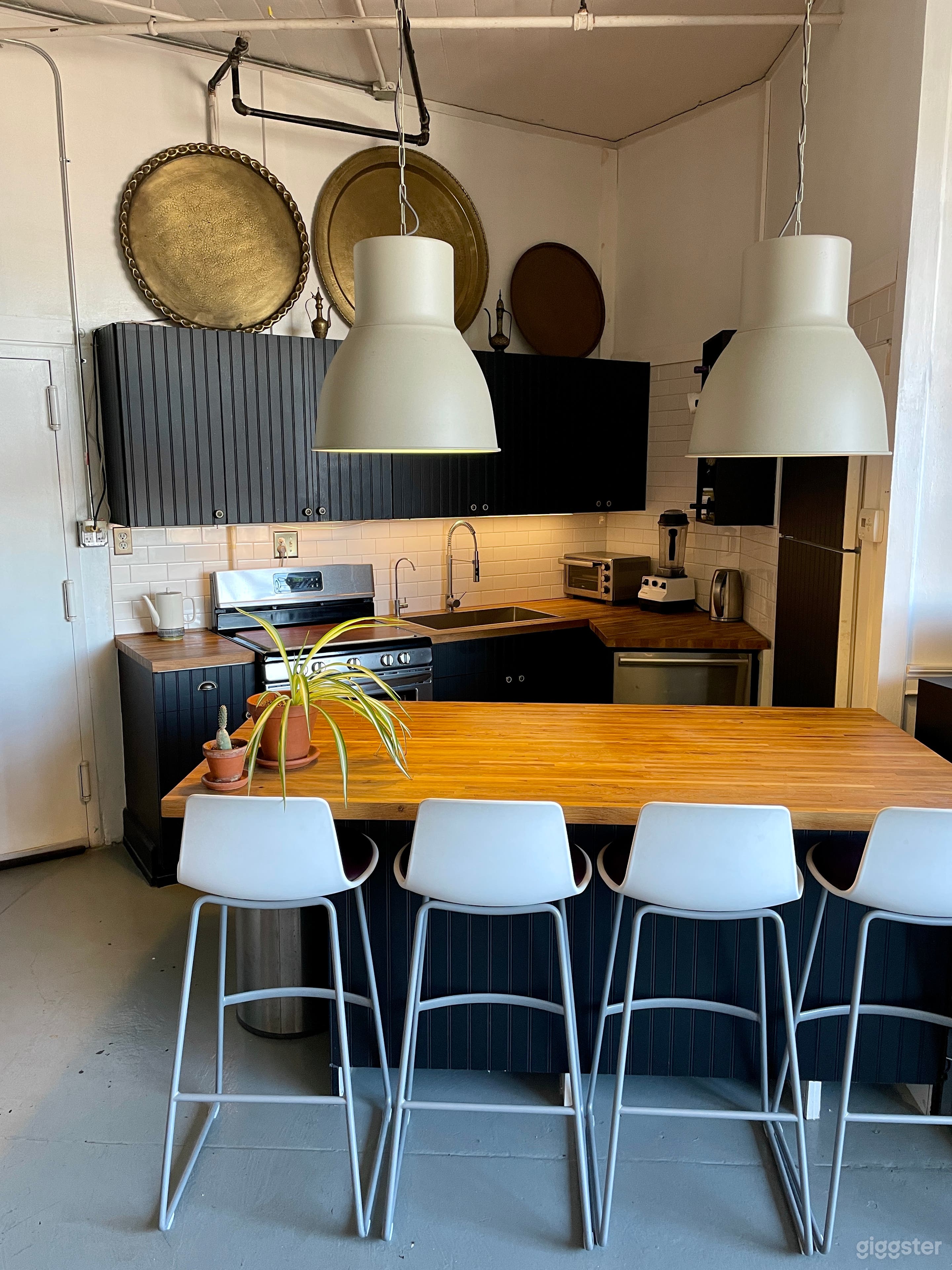 Custom kitchen cabinets, butcher block, stainless