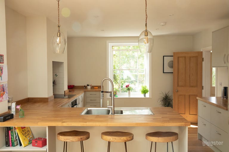  Kitchen showing real wood tops 