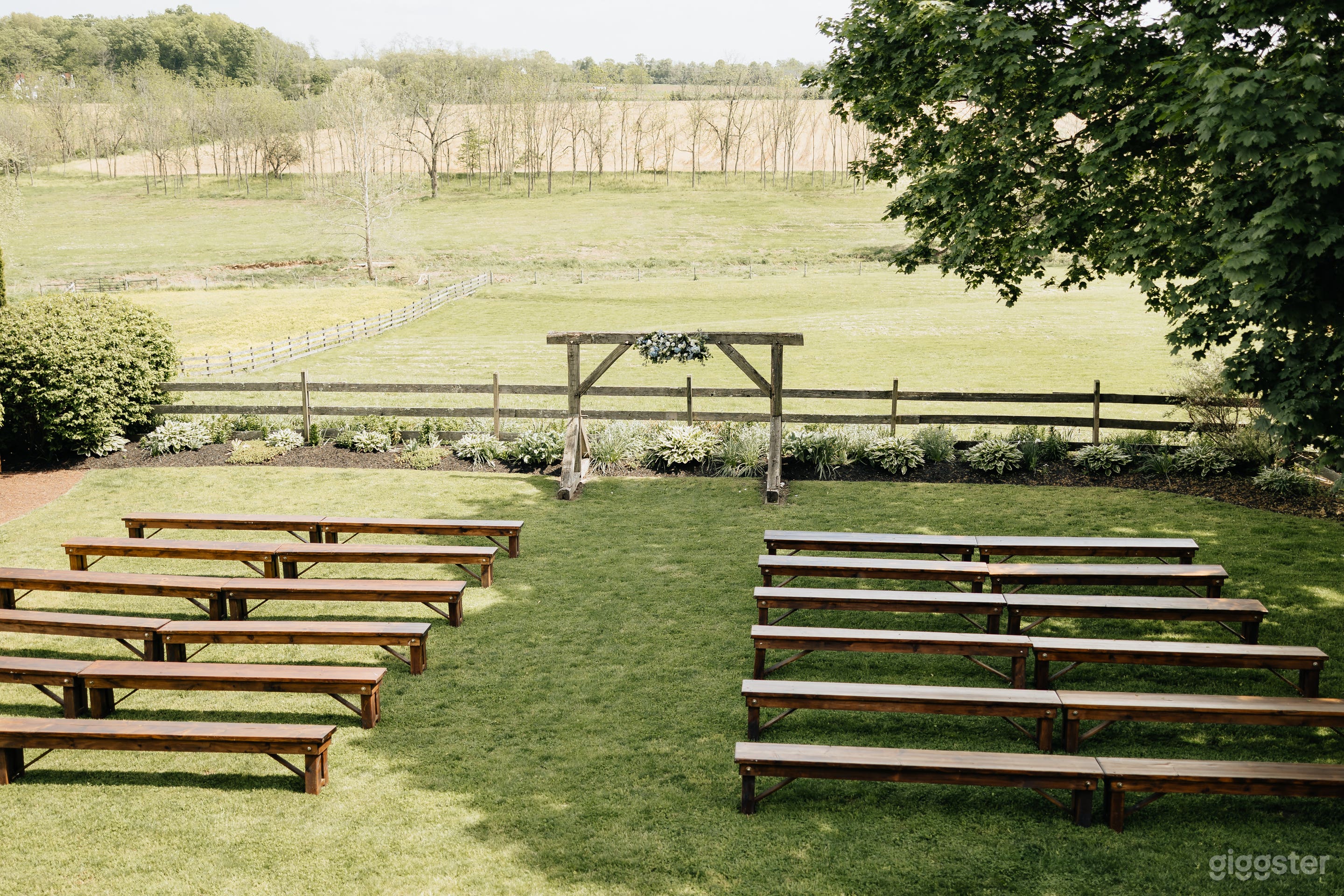 Outside lawn in front of the bank barn that overlooks field and pasture! 