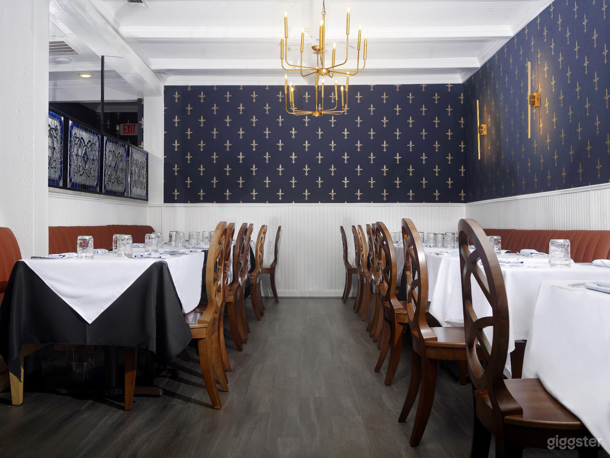 Interior of dining room. 