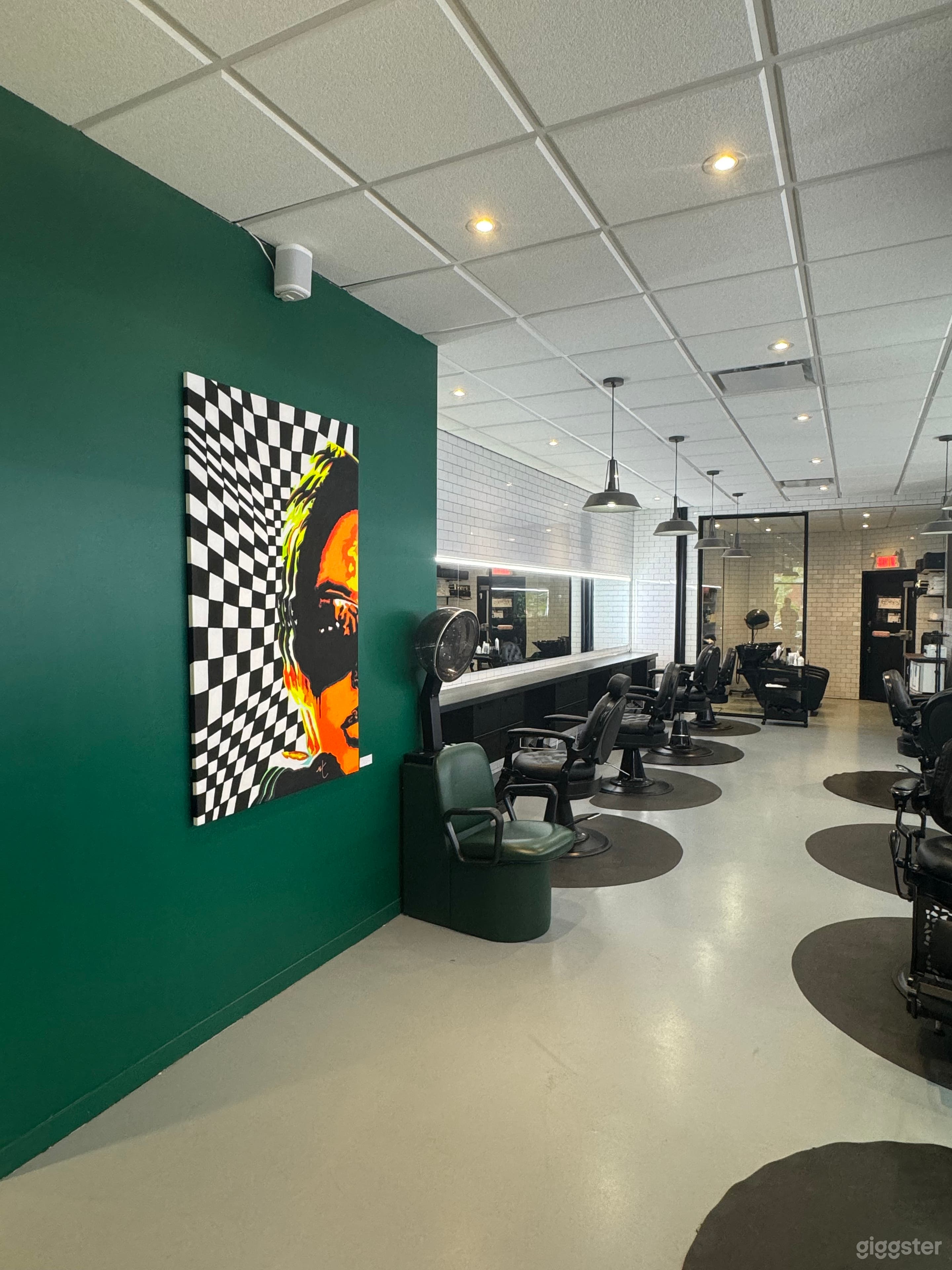 Barber stations with UV mirrors 