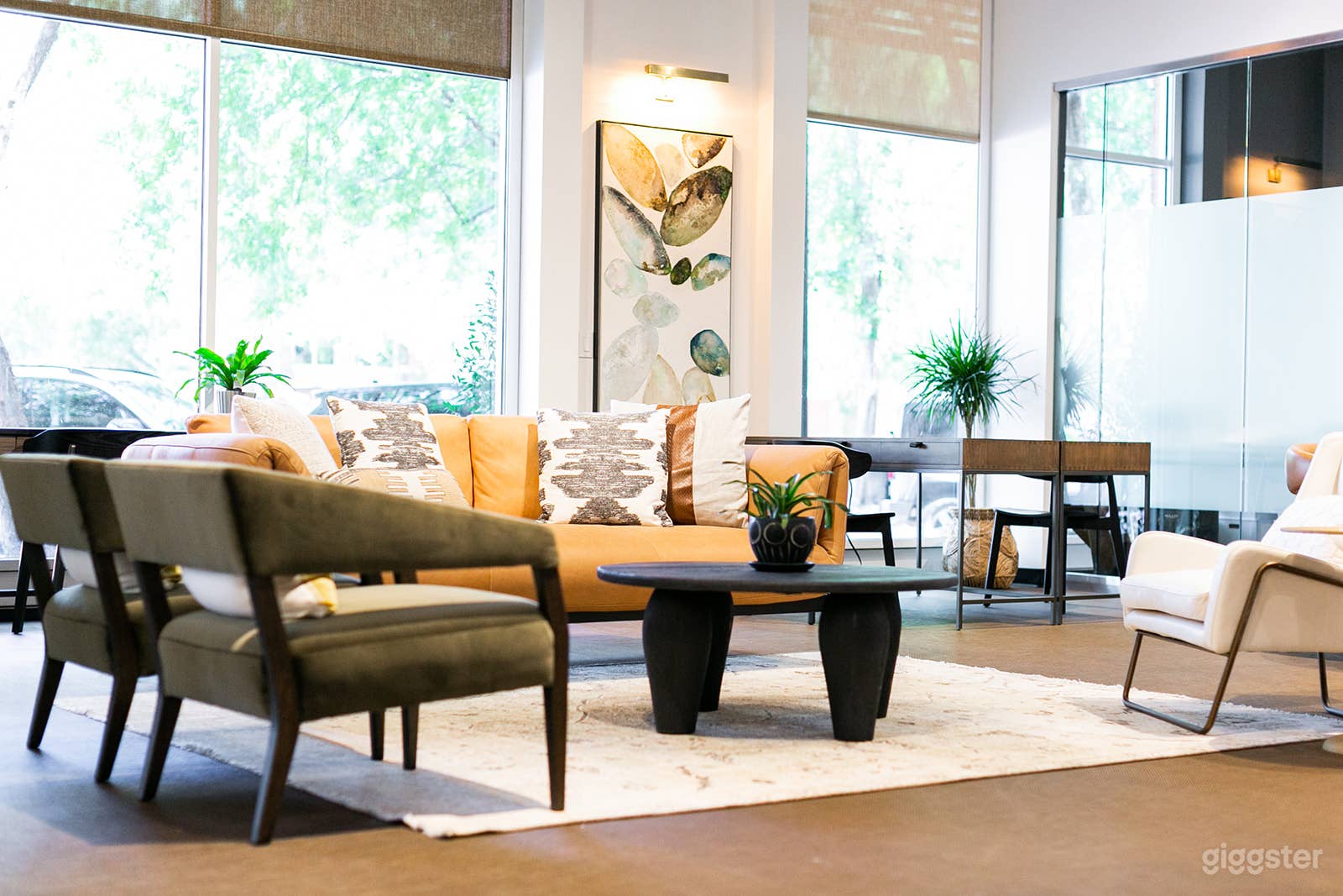 Furnished lounge with different seating options