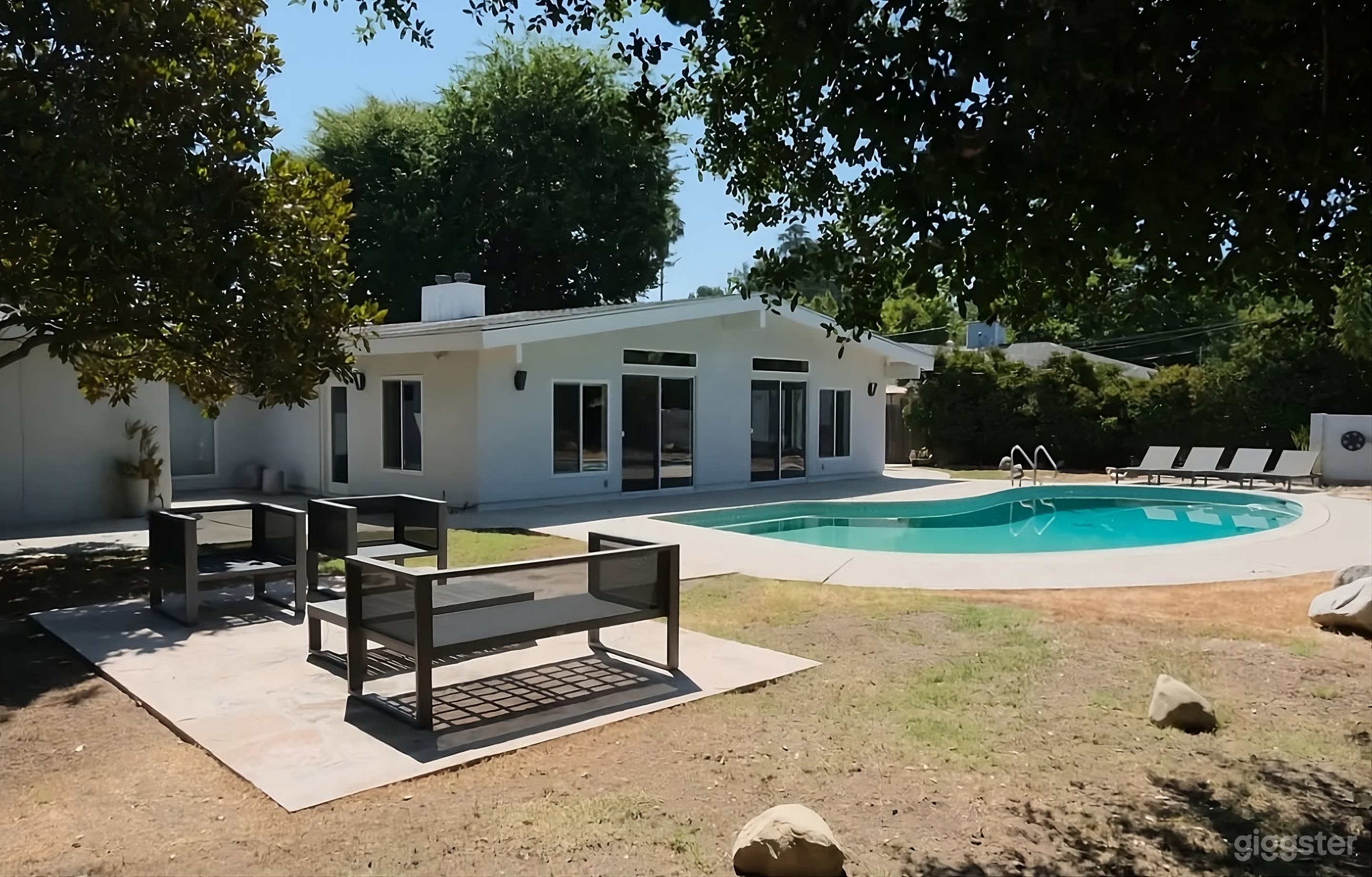 Modern Backyard Oasis with Sparkling Pool Photo 3