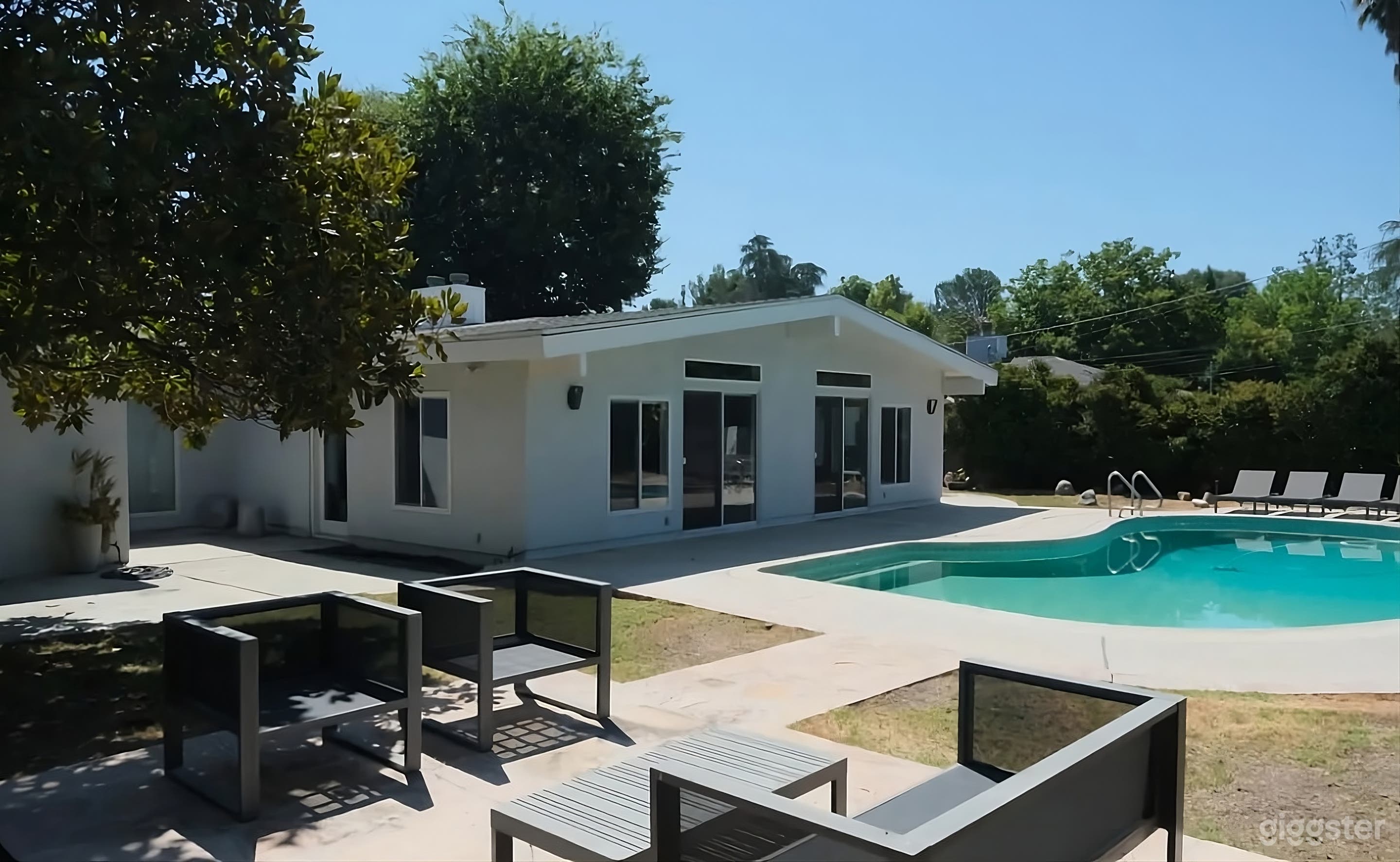 Modern Backyard Oasis with Sparkling Pool Photo 4