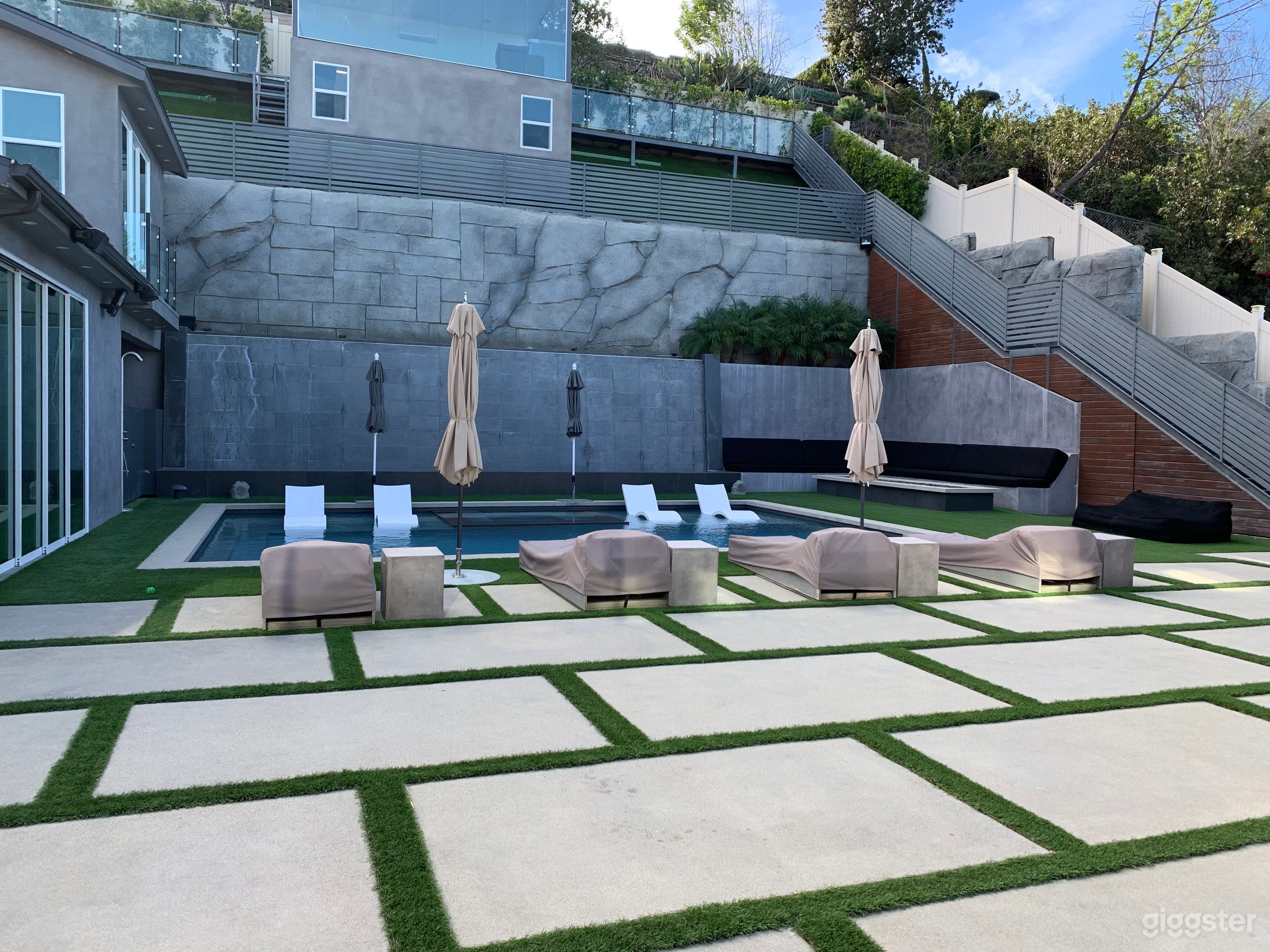 Grey Modern Big Backyard Home Photo 2