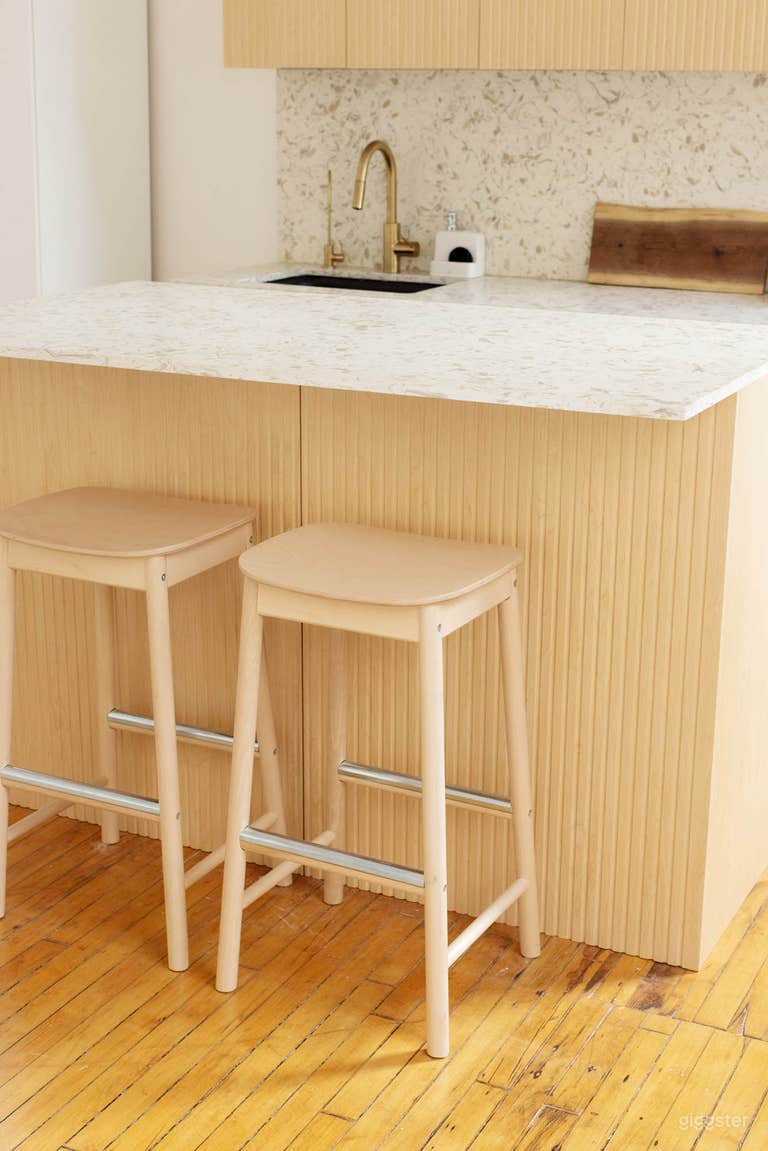  Bar island with stools  