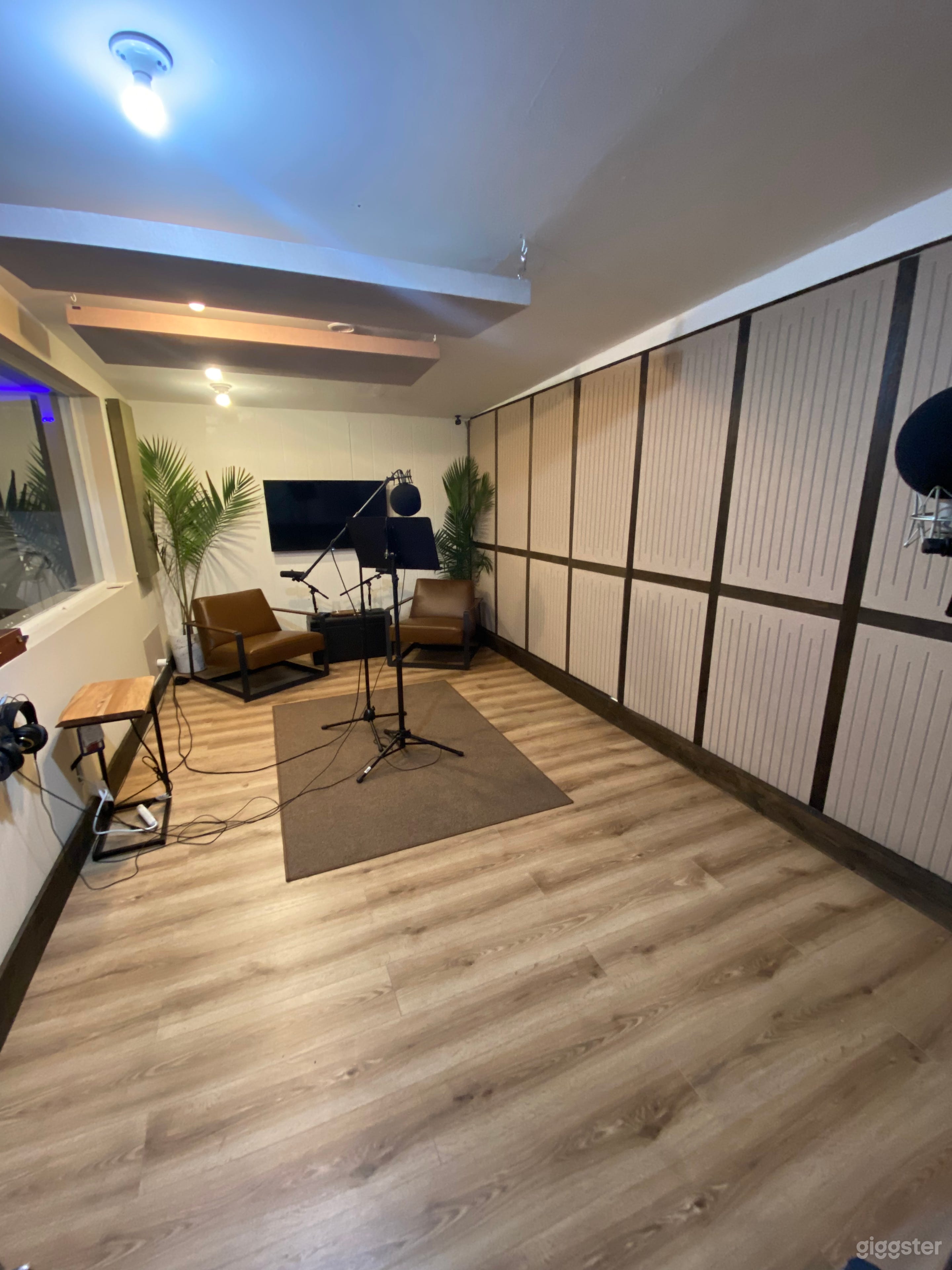 This is the booth area. This area is big enough to record a band. 