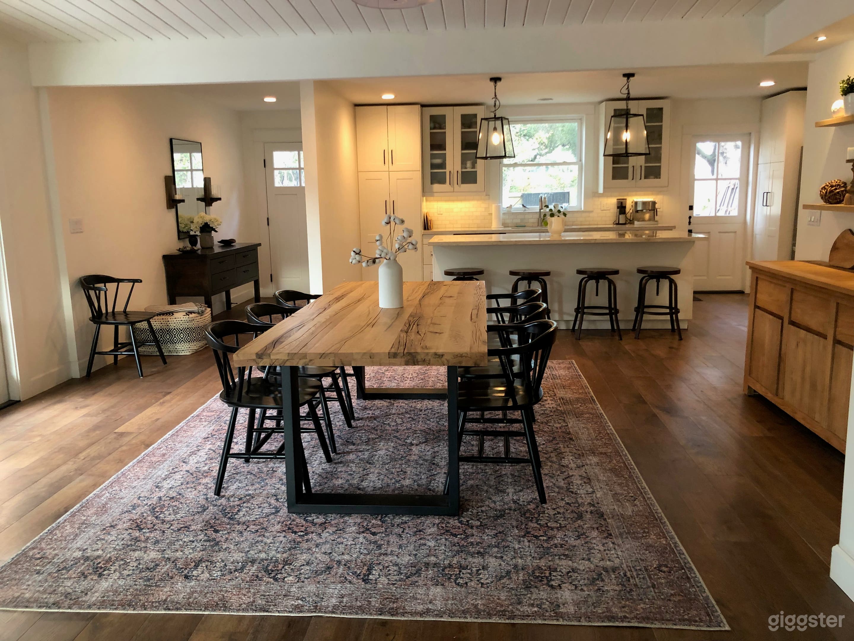 Open concept kitchen, dining and living room