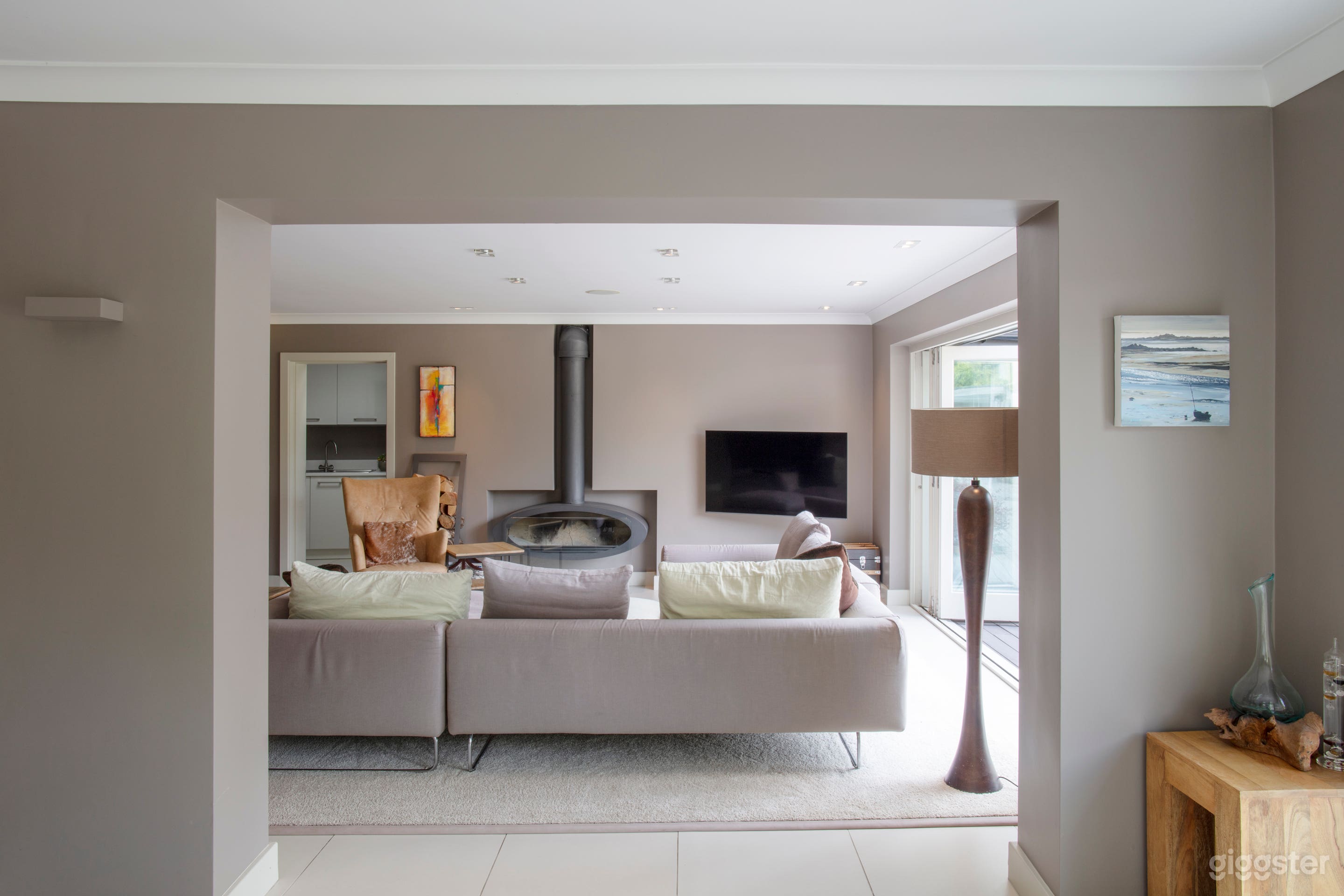 Modern Home with Pool and Outdoor Fireplace Photo 3