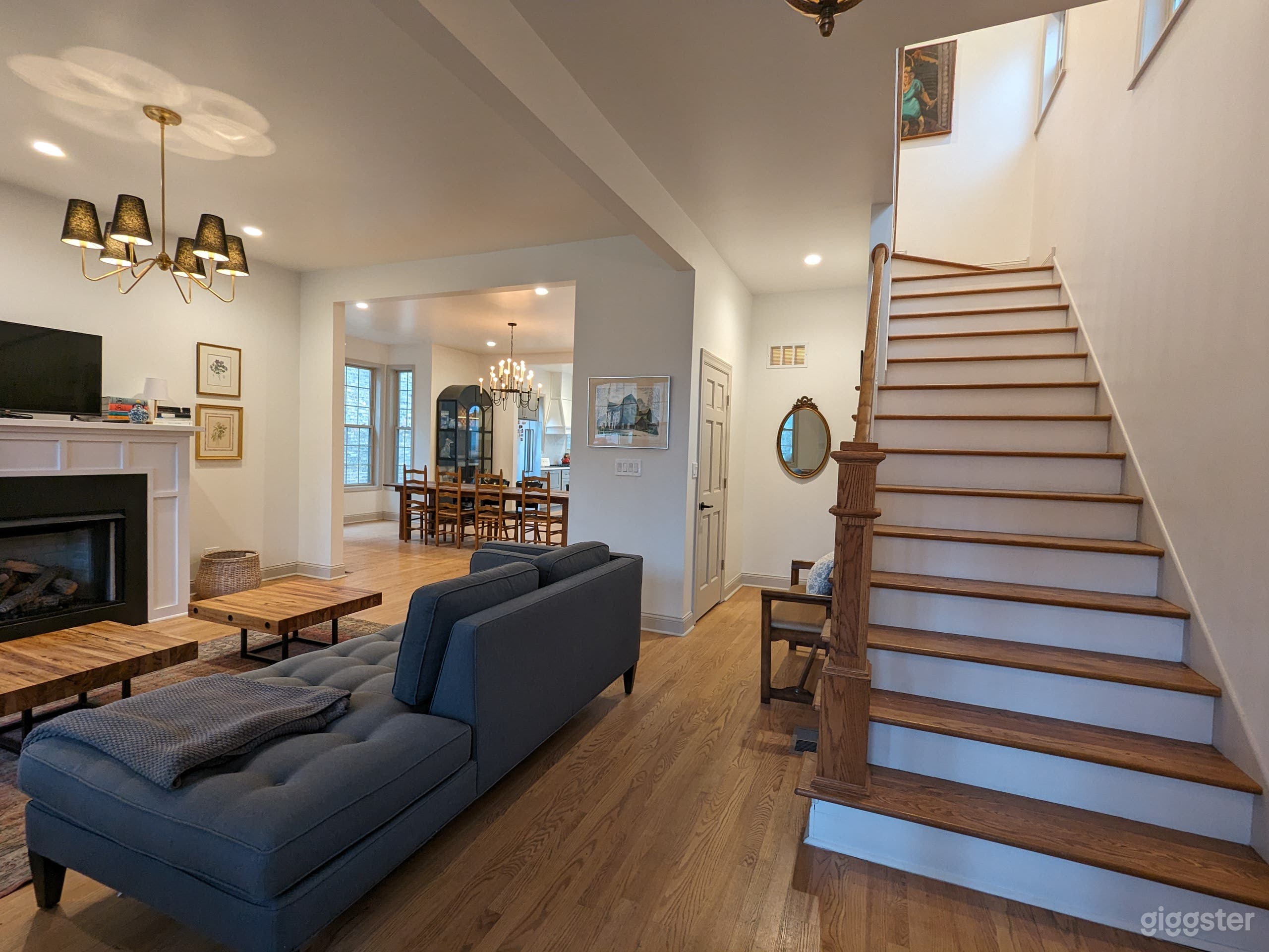 Open floor plan featuring living space, dining room, and kitchen 
