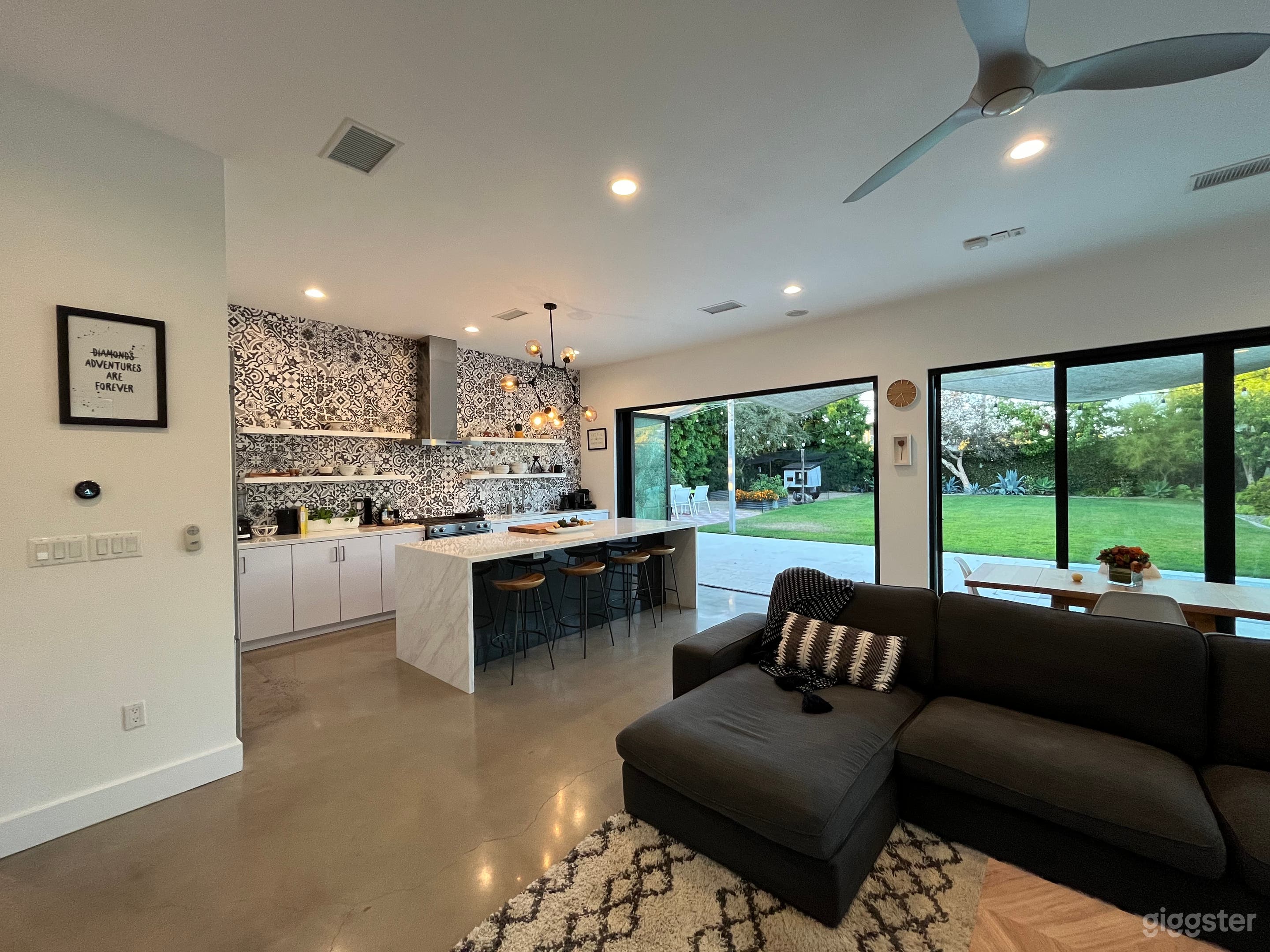 Kitchen, dining and living space