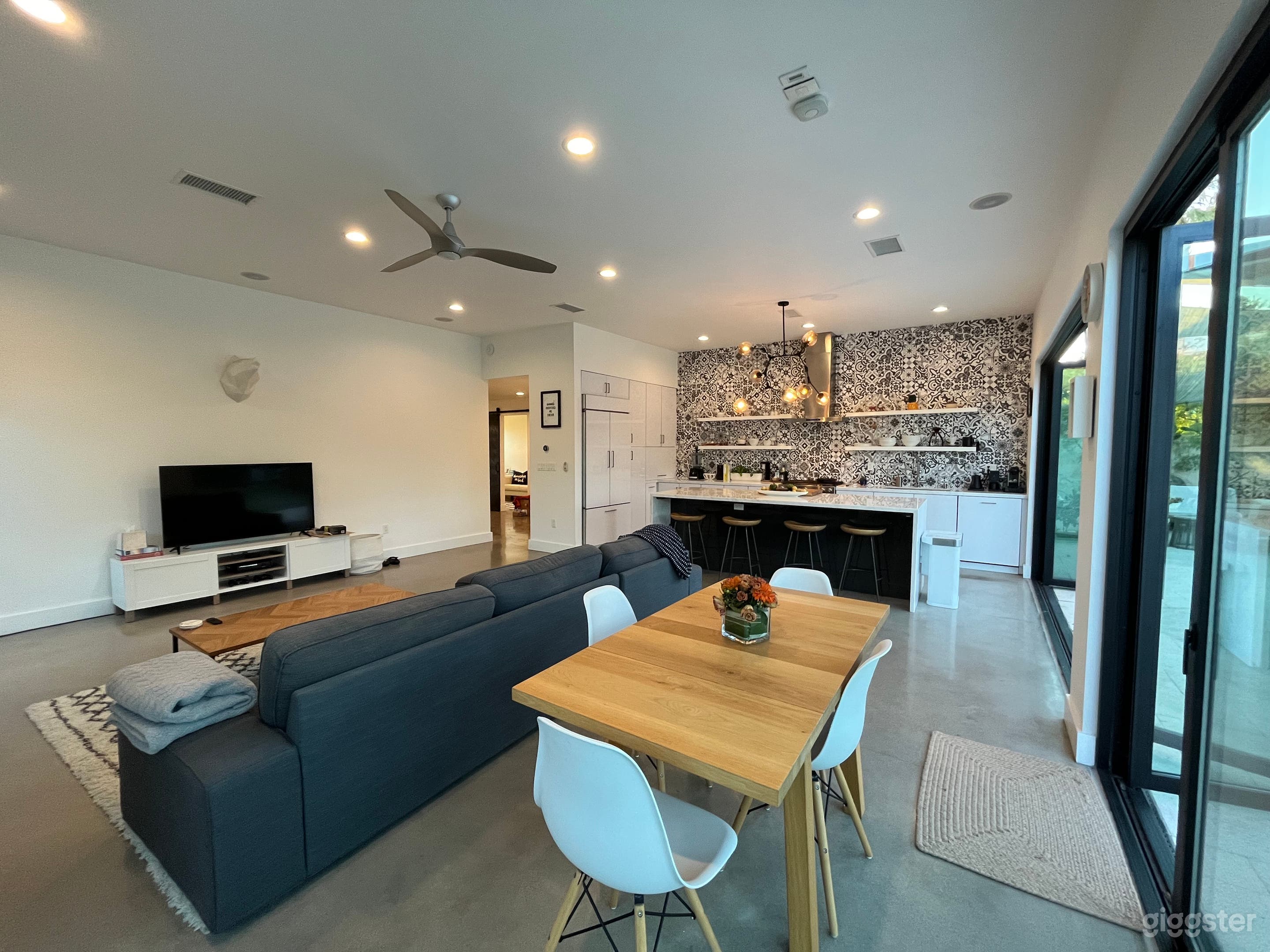Kitchen, dining and living space