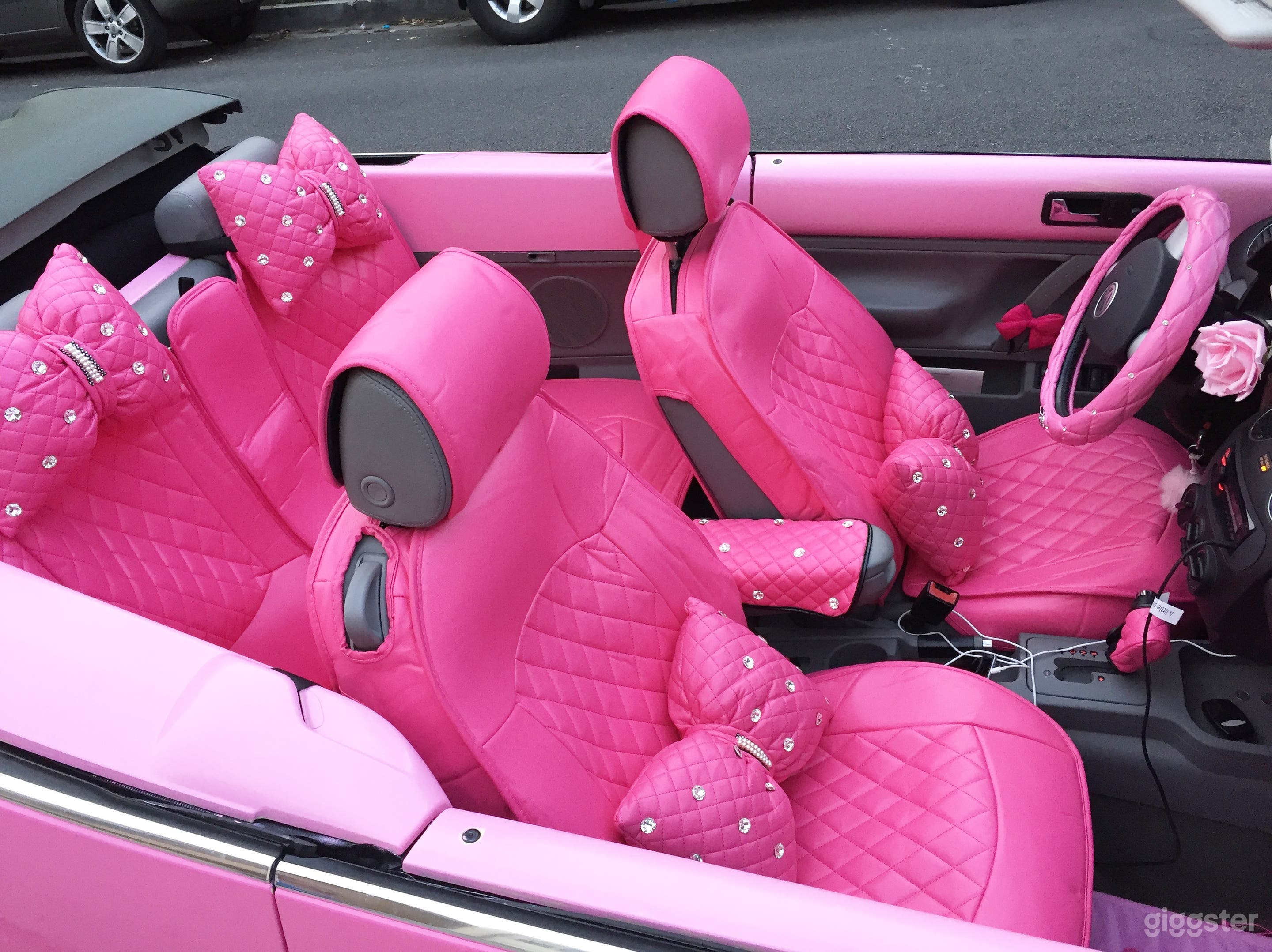 Pink interior with bows! Pink fuzzy dice. Super (all can be removed if needed) 