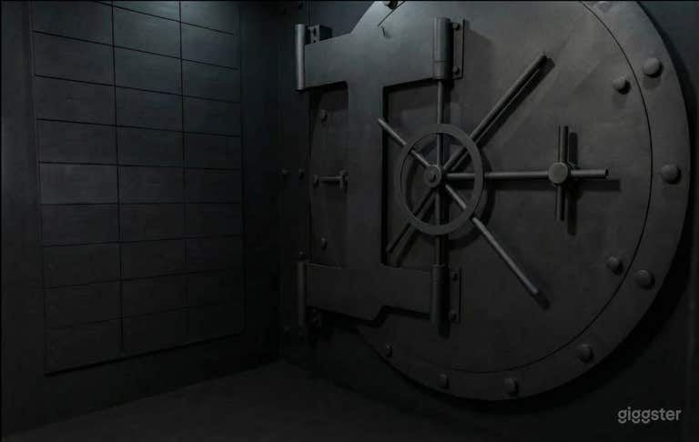  Estudio con puerta de bóveda bancaria industrial con toque cinematográfico 