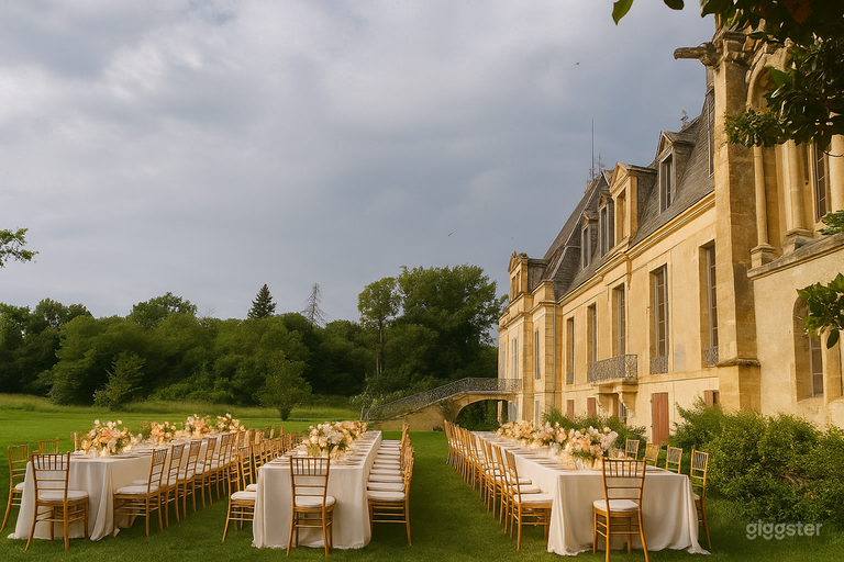  Jardin arrière du château avec vue sur le château 