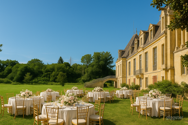  Jardin arrière du château avec vue sur le château 