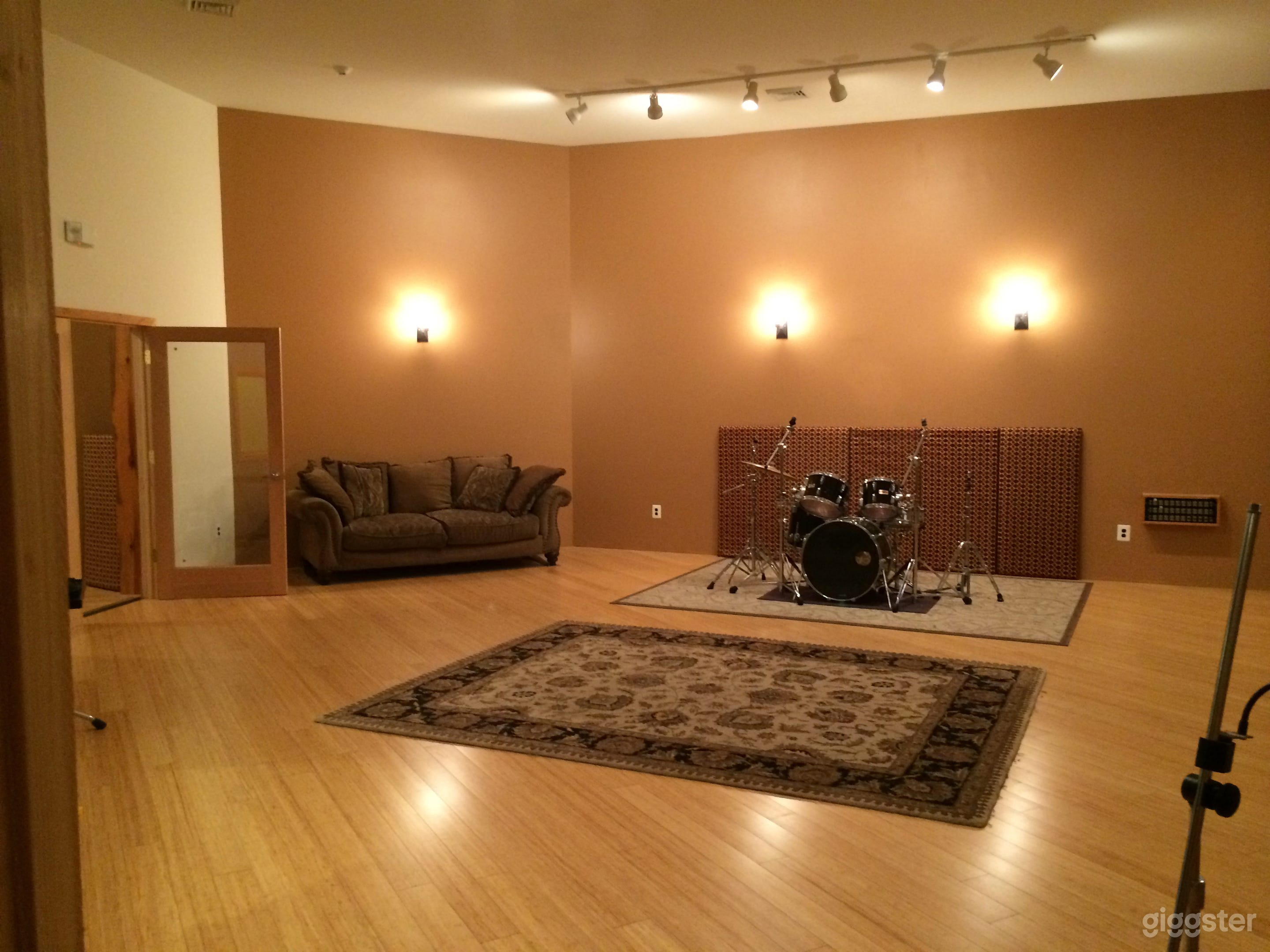 Live room with drum kit