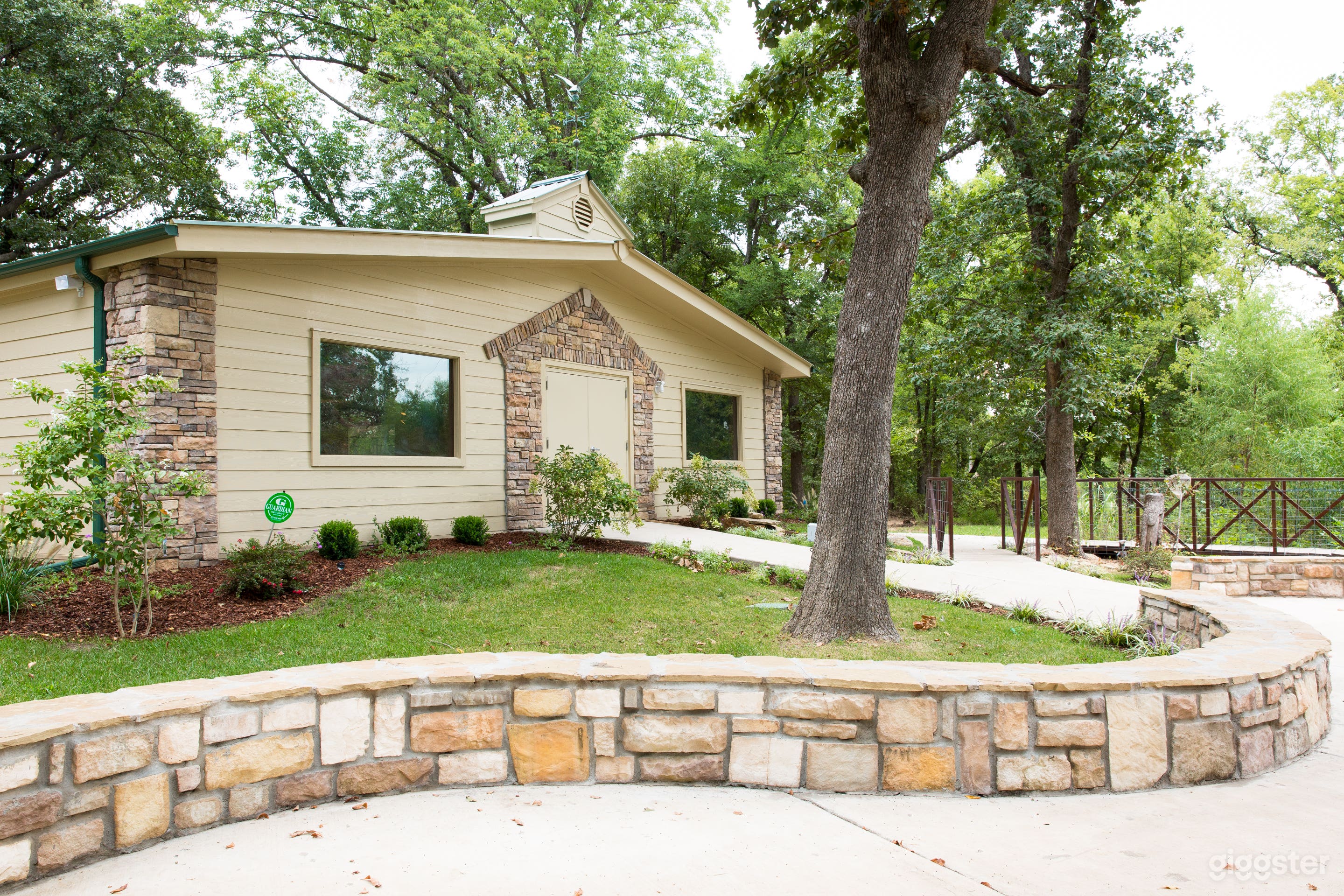 Front view of Wedding &amp; Event Center.  Big fire-pit out of frame to right.
