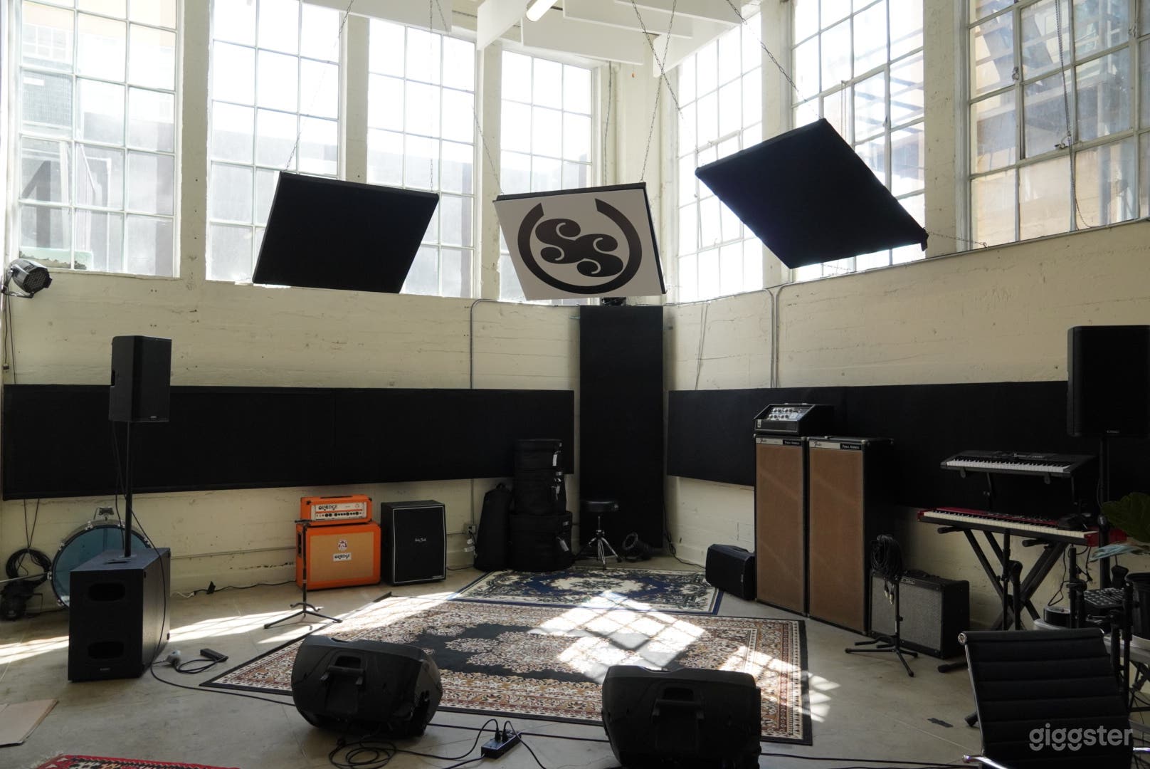 Stage/Main Room

The stage area is fully equipped for a live stream or performance. 