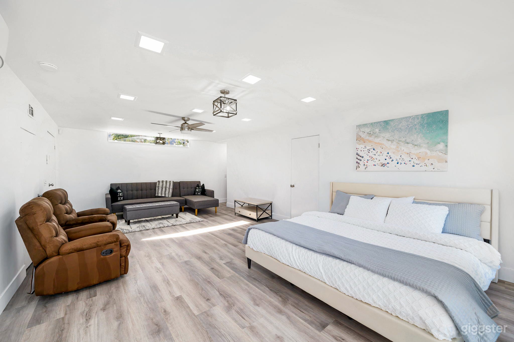 Private suite with pool view and bathroom