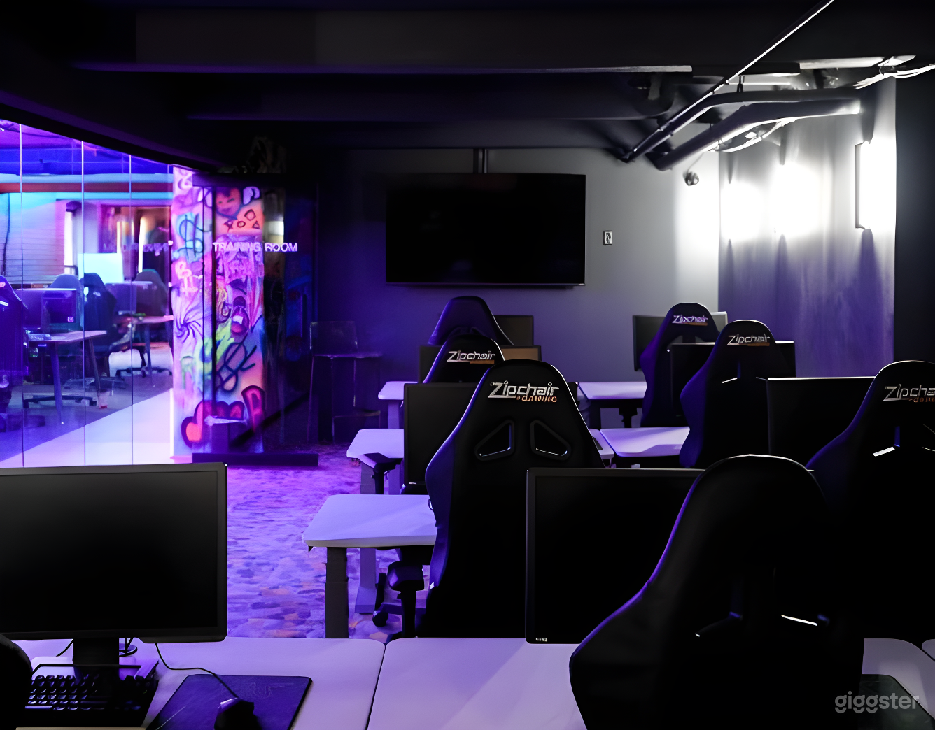 Futuristic Training Zone with Neon Lights Photo 4